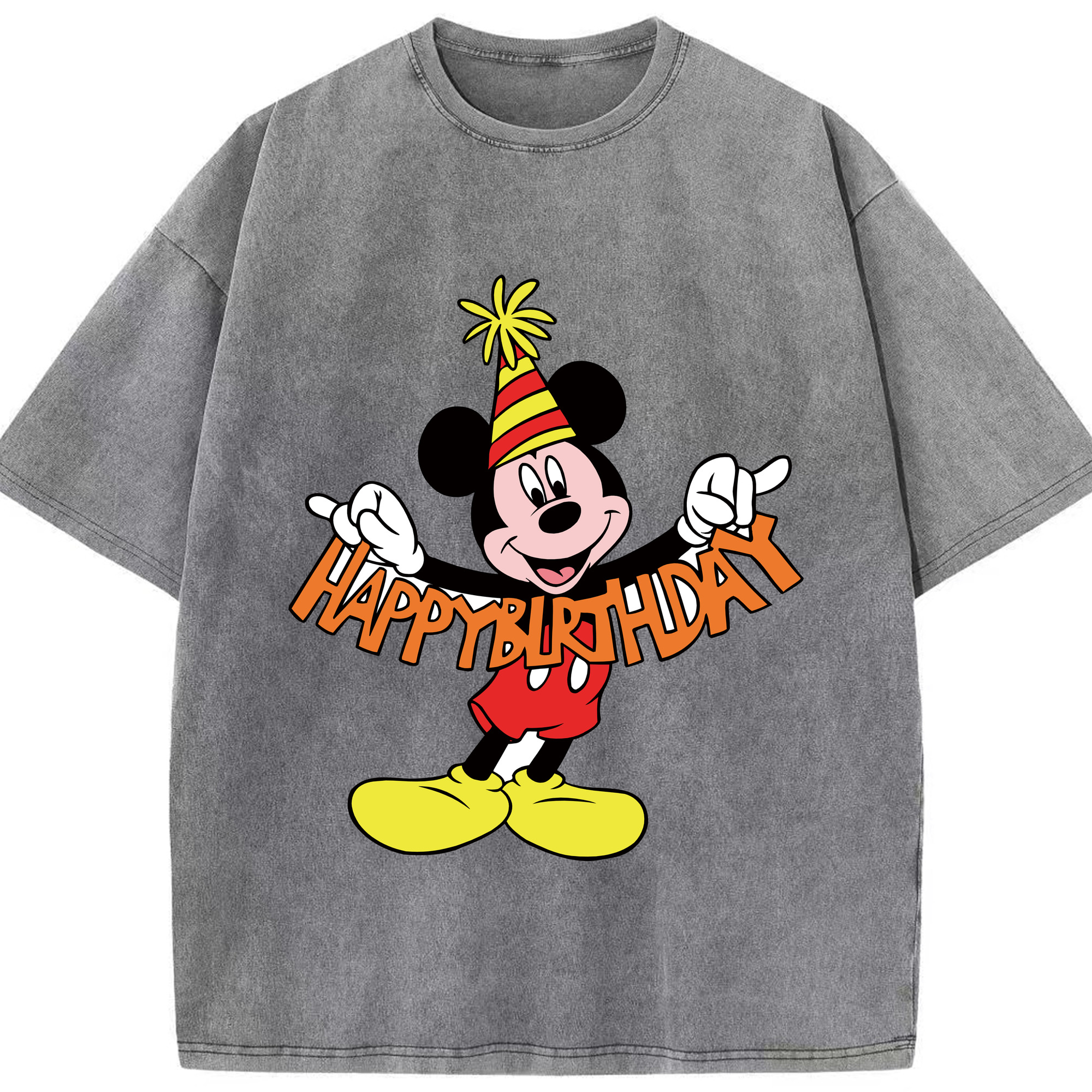 （画像用） ミッキーマウス Mickey Mouse 綿100% ヴィンテージ風 半袖Tシャツ（フロントプリント）
