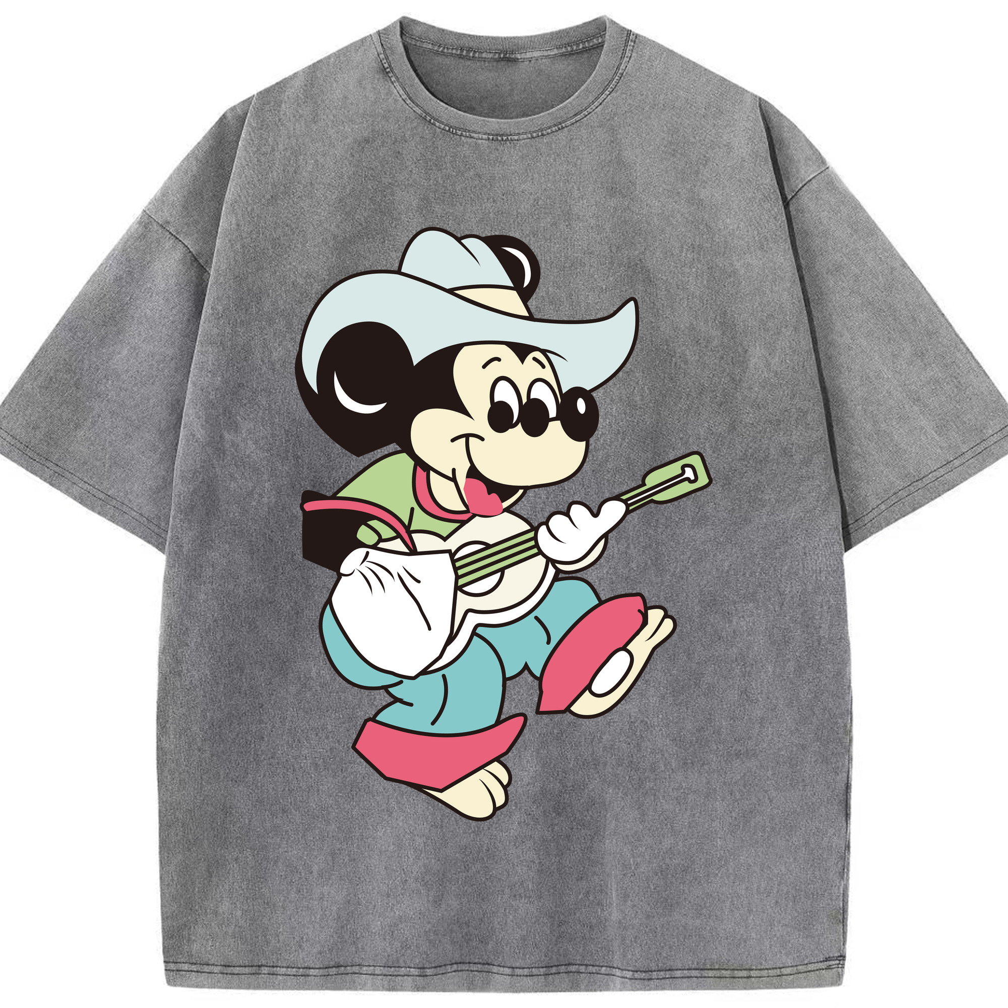 （画像用） ミッキーマウス Mickey Mouse 綿100% ヴィンテージ風 半袖Tシャツ（フロントプリント）