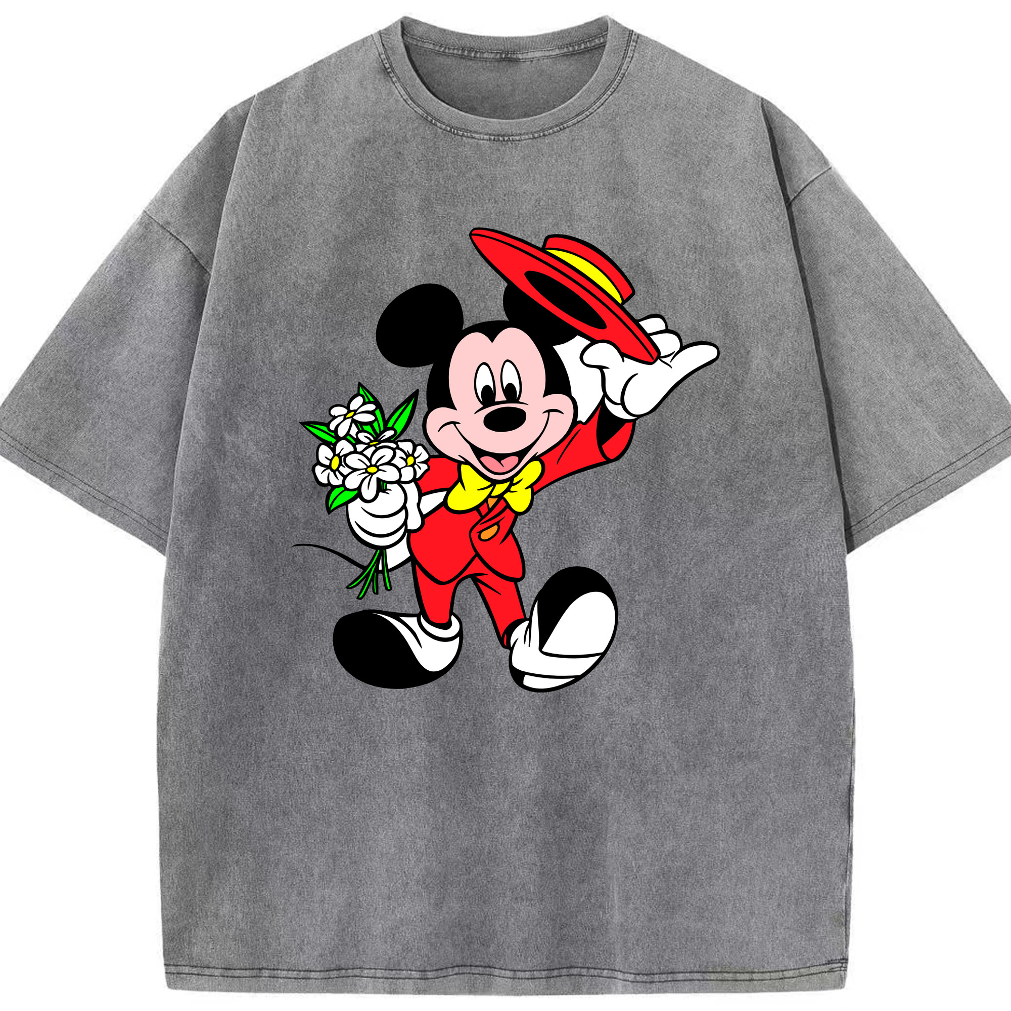 （画像用） ミッキーマウス Mickey Mouse 綿100% ヴィンテージ風 半袖Tシャツ（フロントプリント）
