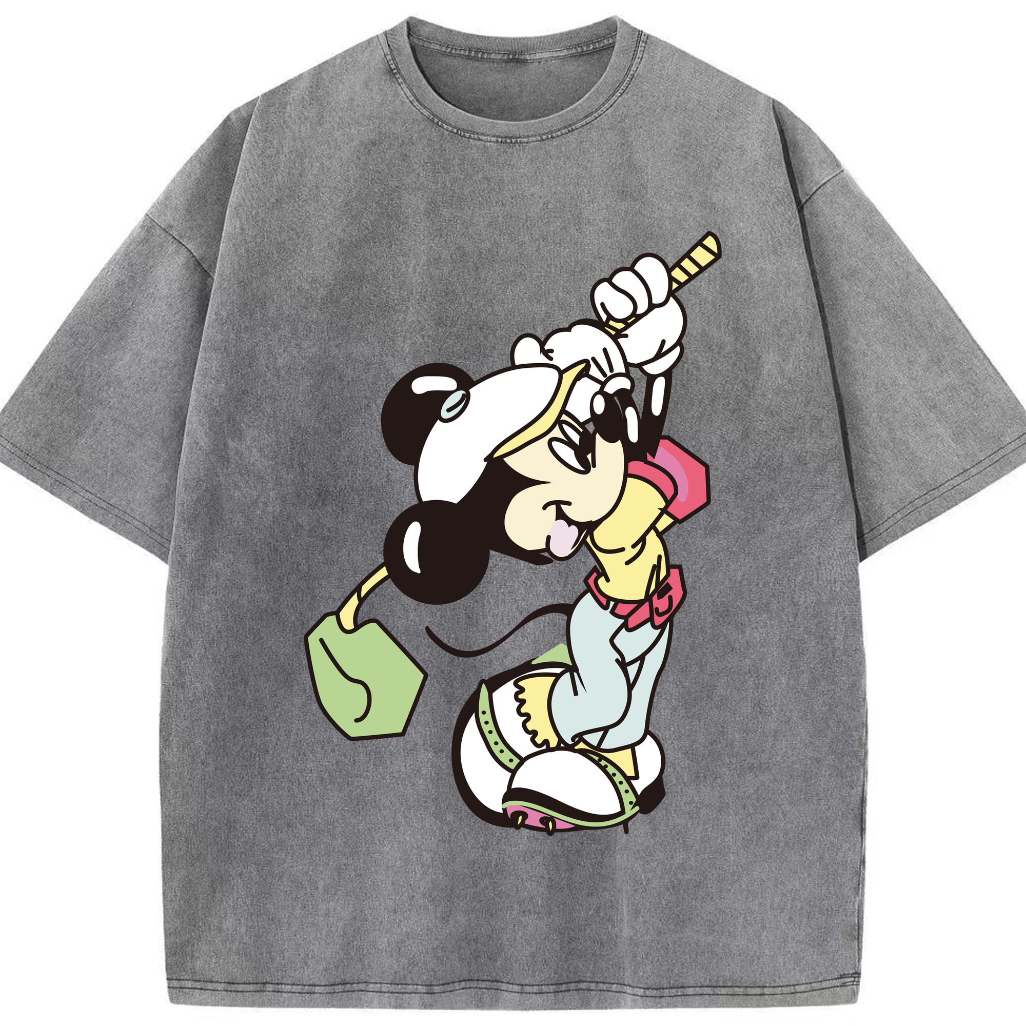 （画像用） ミッキーマウス Mickey Mouse 綿100% ヴィンテージ風 半袖Tシャツ（フロントプリント）