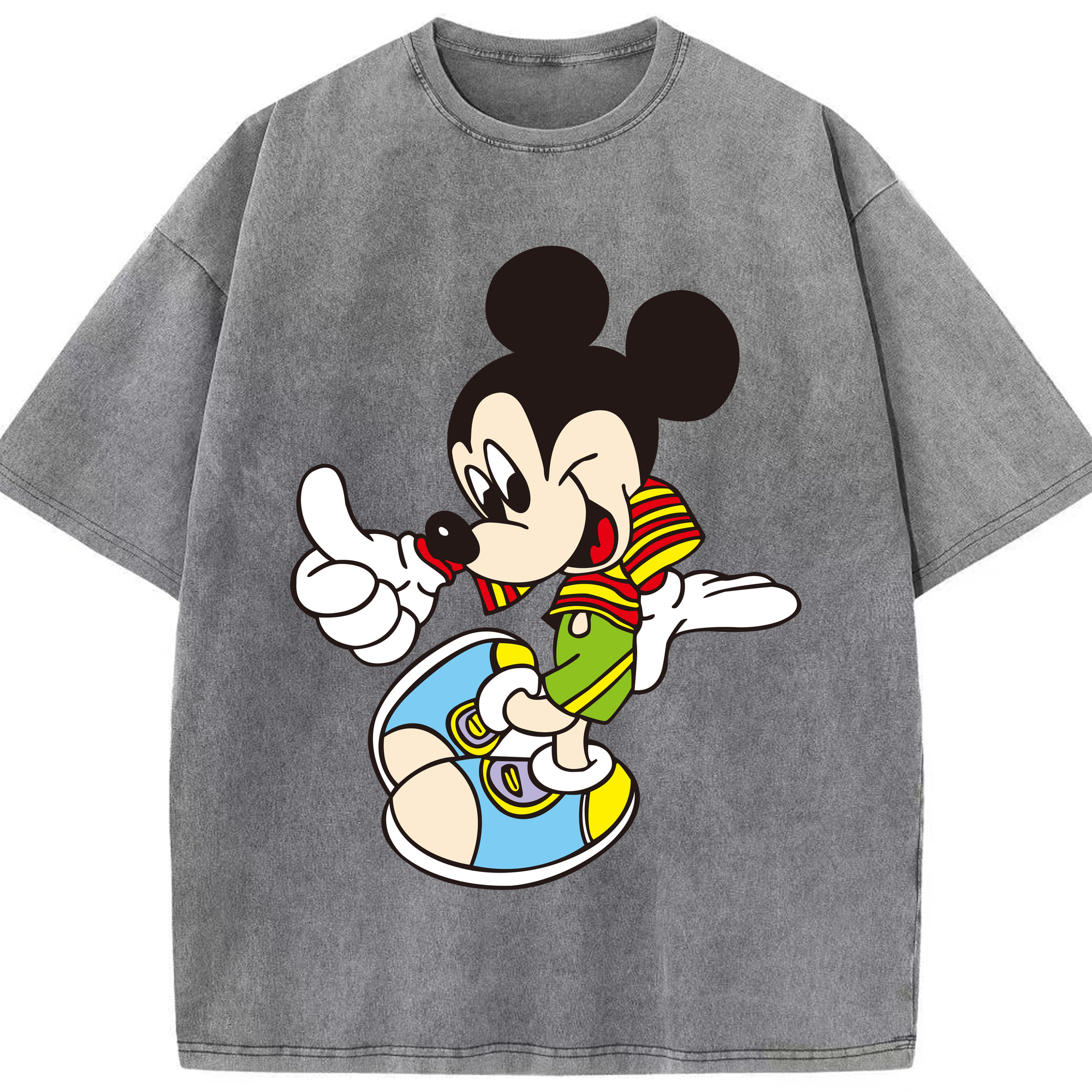 （画像用） ミッキーマウス Mickey Mouse 綿100% ヴィンテージ風 半袖Tシャツ（フロントプリント）