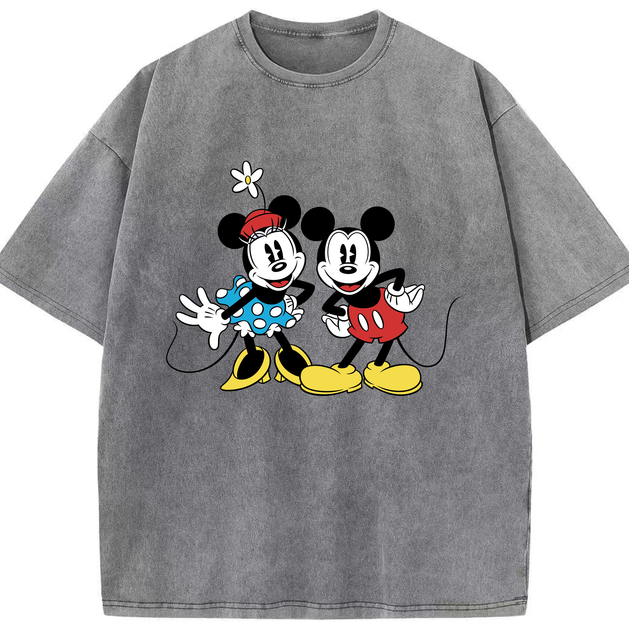 （画像用） ミッキーマウス Mickey Mouse 綿100% ヴィンテージ風 半袖Tシャツ（フロントプリント）