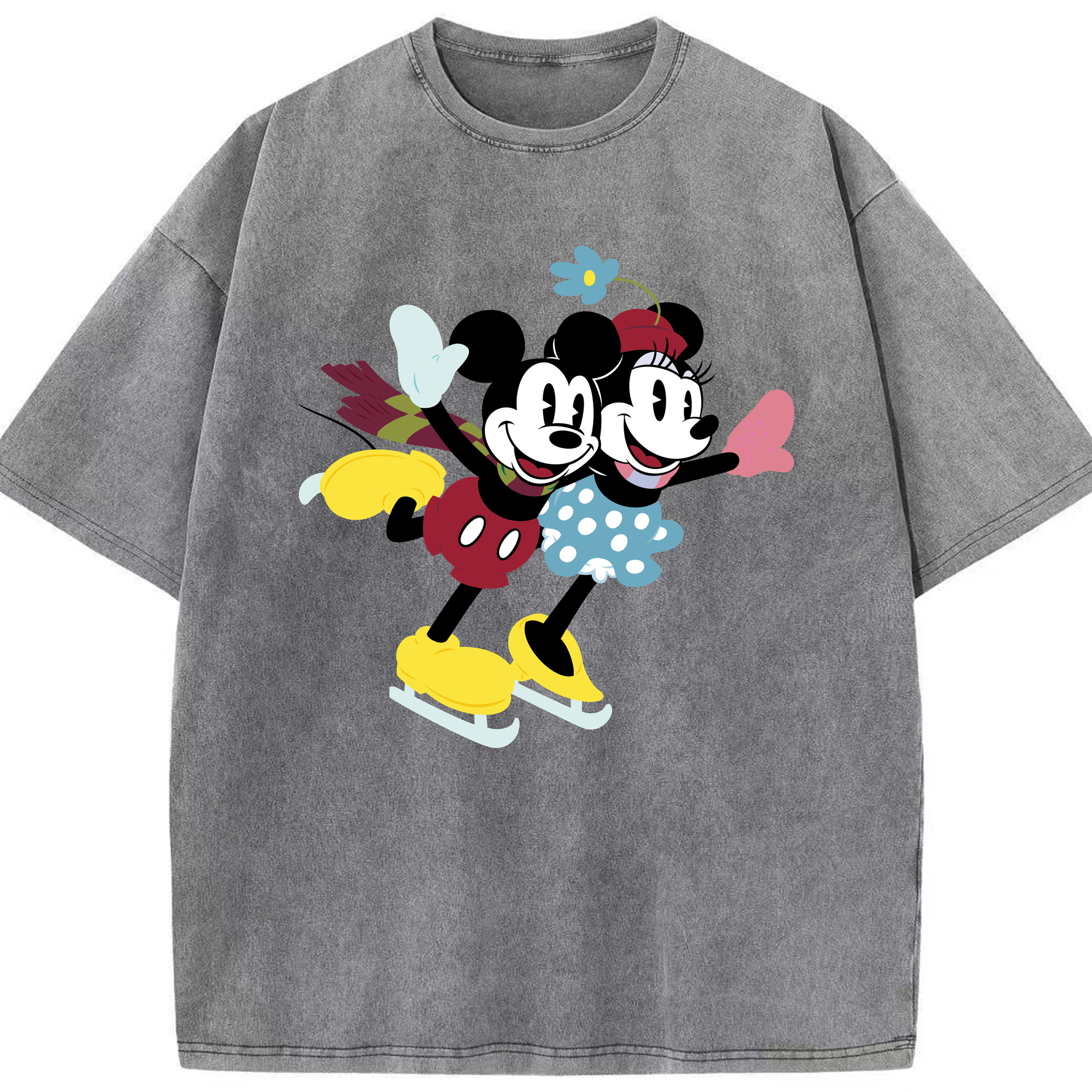 （画像用） ミッキーマウス Mickey Mouse 綿100% ヴィンテージ風 半袖Tシャツ（フロントプリント）