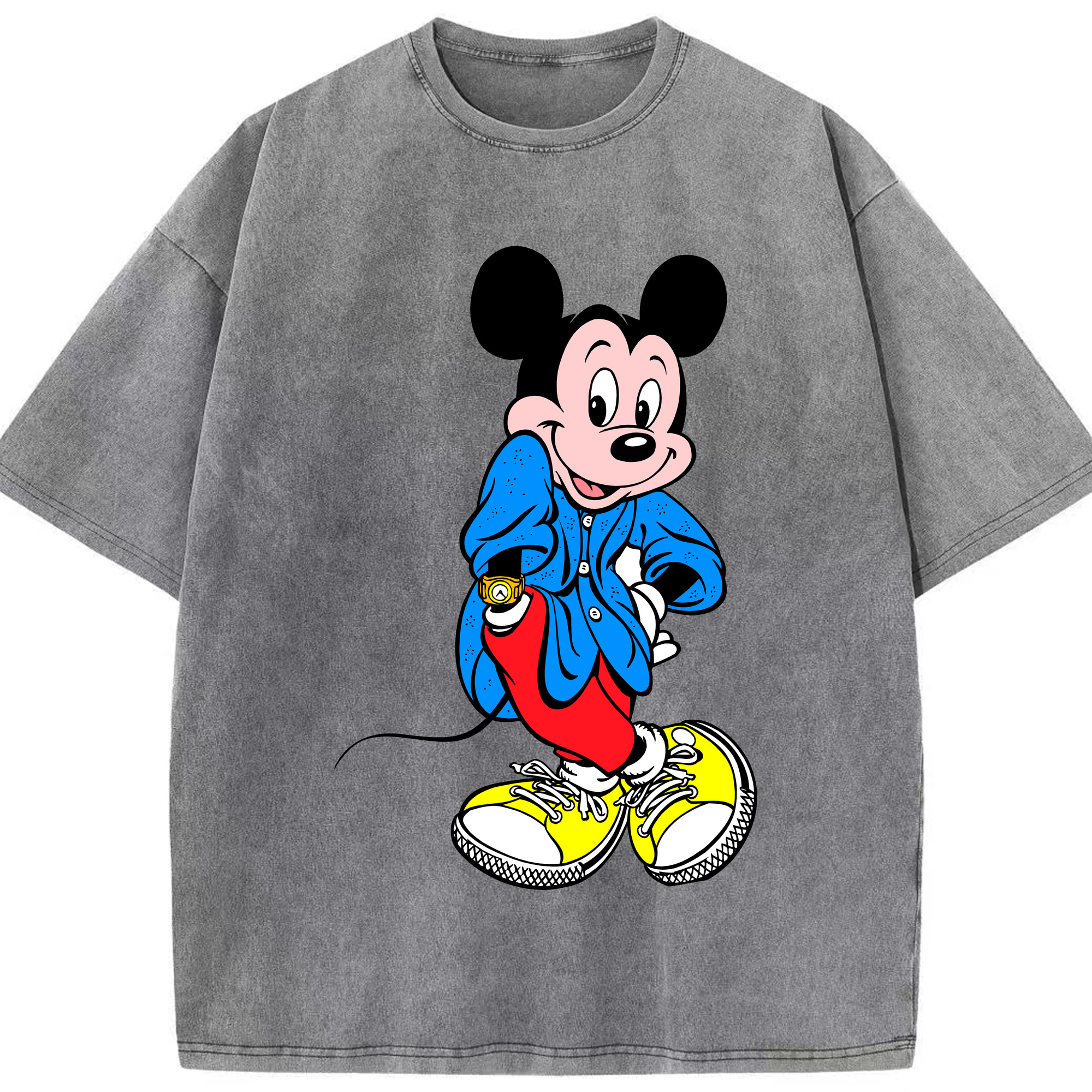 （画像用） ミッキーマウス Mickey Mouse 綿100% ヴィンテージ風 半袖Tシャツ（フロントプリント）