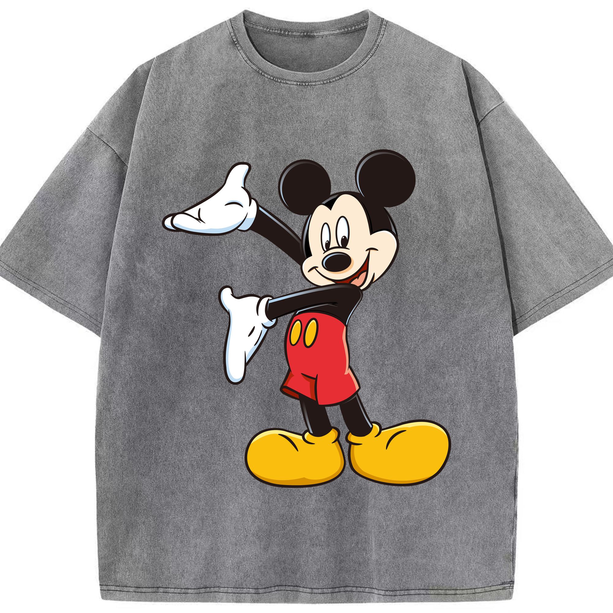 （画像用） ミッキーマウス Mickey Mouse 綿100% ヴィンテージ風 半袖Tシャツ（フロントプリント）