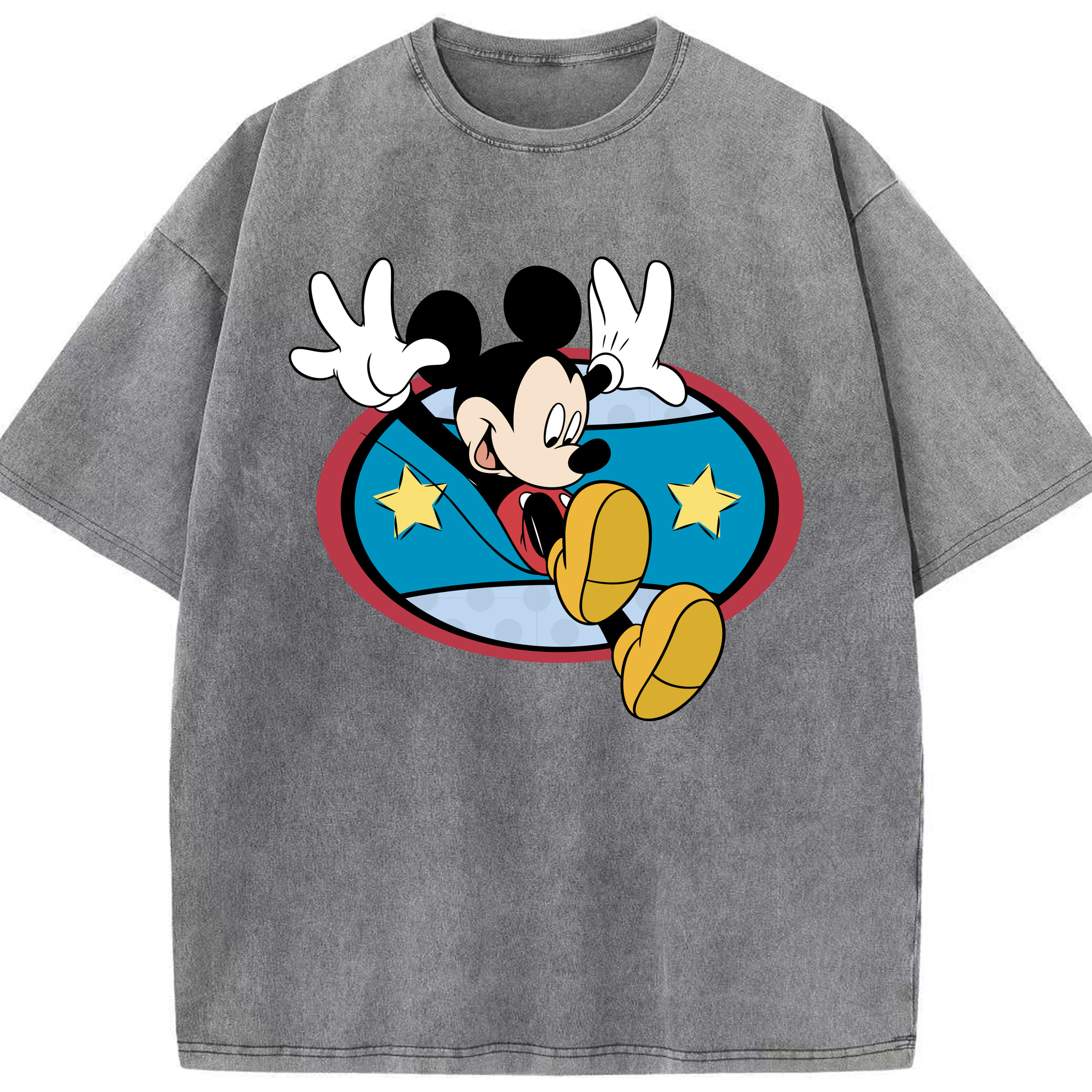 （画像用） ミッキーマウス Mickey Mouse 綿100% ヴィンテージ風 半袖Tシャツ（フロントプリント）
