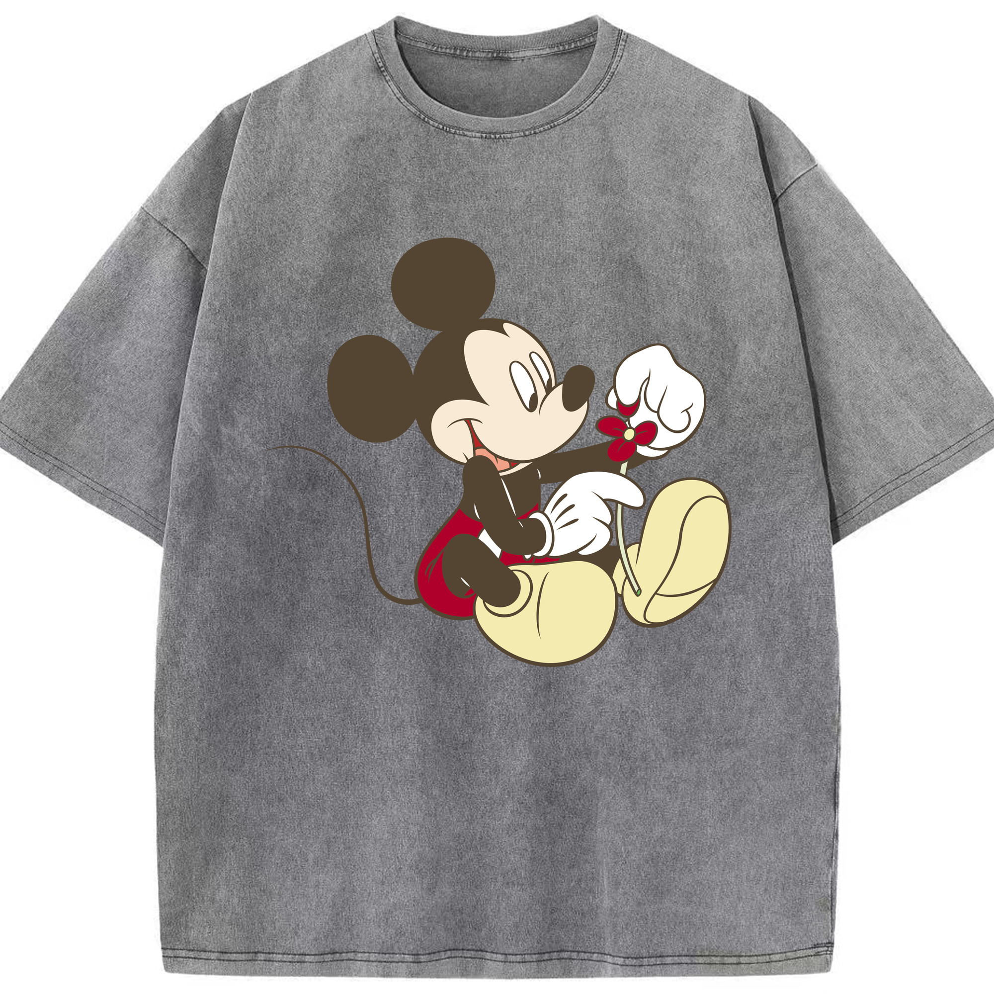 （画像用） ミッキーマウス Mickey Mouse 綿100% ヴィンテージ風 半袖Tシャツ（フロントプリント）