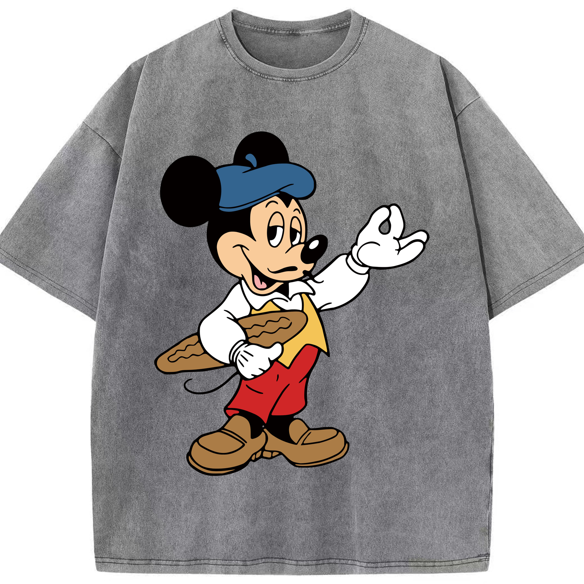 （画像用） ミッキーマウス Mickey Mouse 綿100% ヴィンテージ風 半袖Tシャツ（フロントプリント）