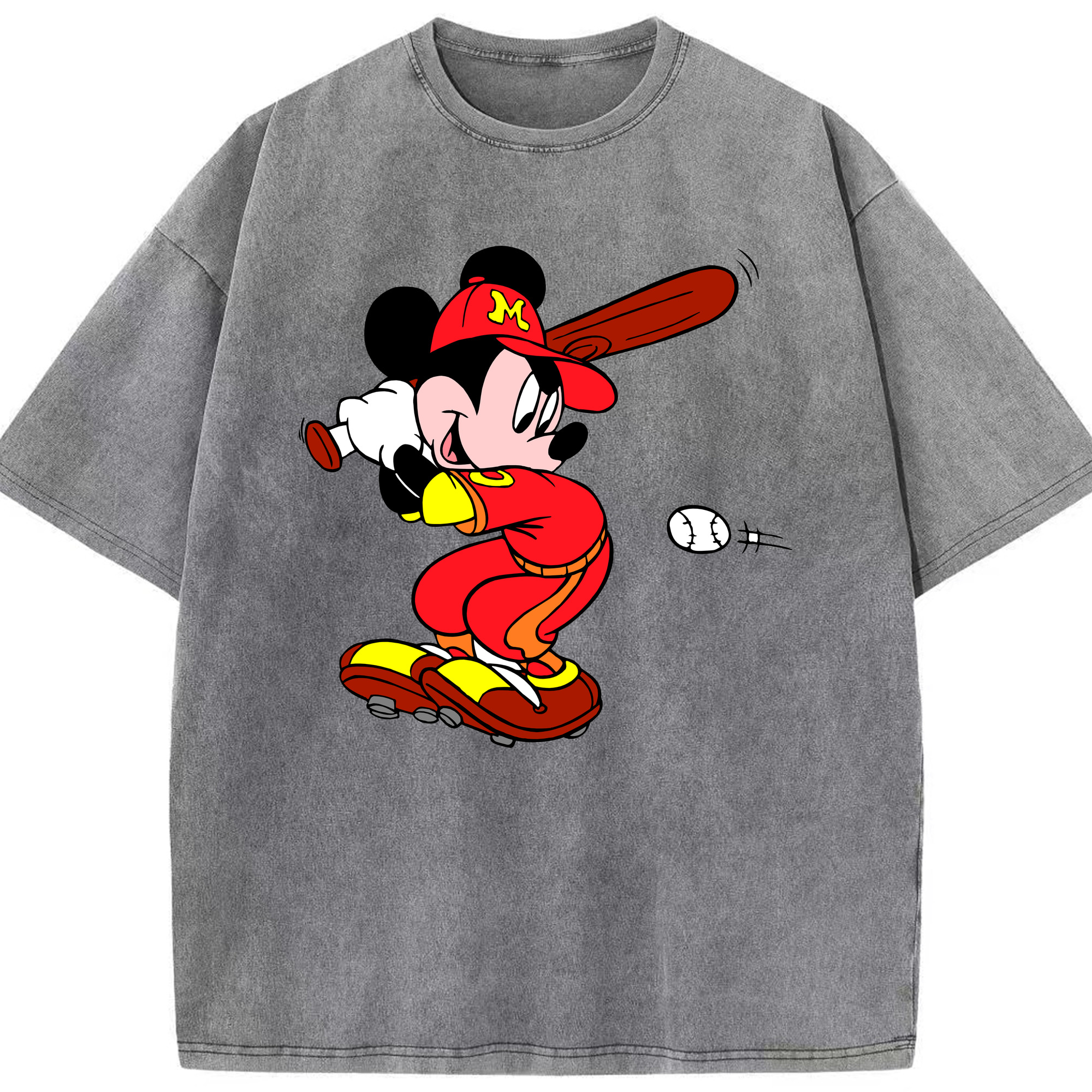 （画像用） ミッキーマウス Mickey Mouse 綿100% ヴィンテージ風 半袖Tシャツ（フロントプリント）