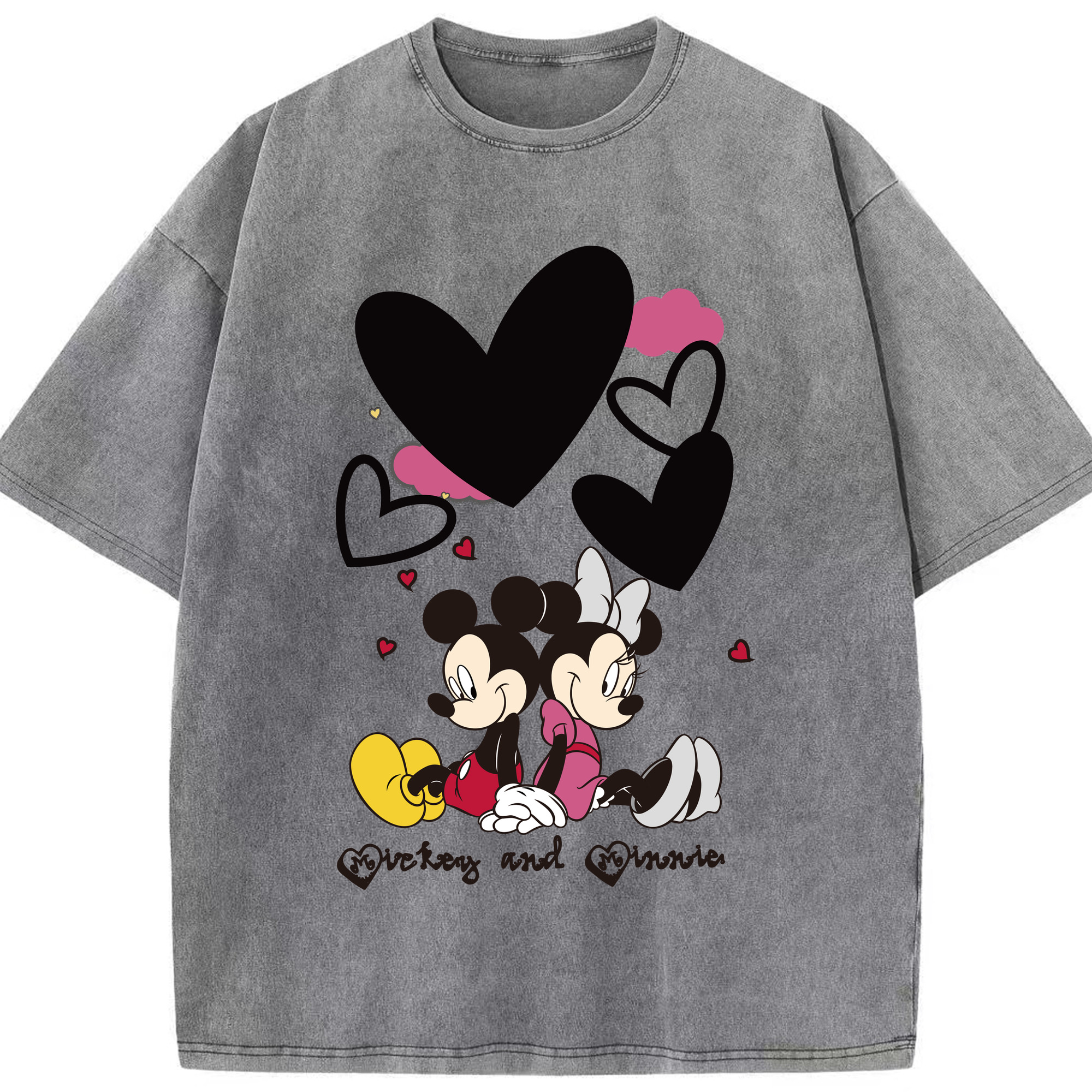 （画像用） ミッキーマウス Mickey Mouse 綿100% ヴィンテージ風 半袖Tシャツ（フロントプリント）