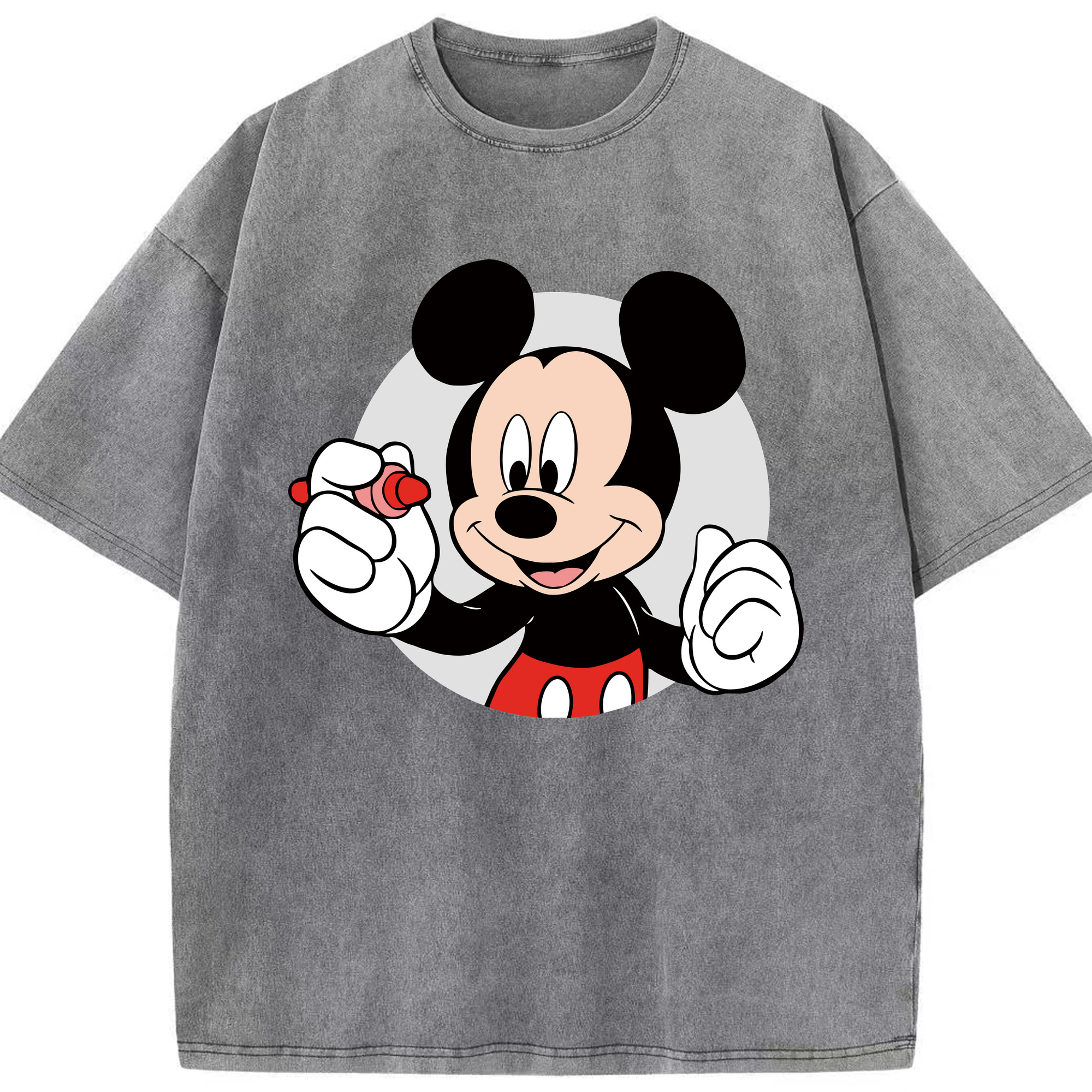 （画像用） ミッキーマウス Mickey Mouse 綿100% ヴィンテージ風 半袖Tシャツ（フロントプリント）