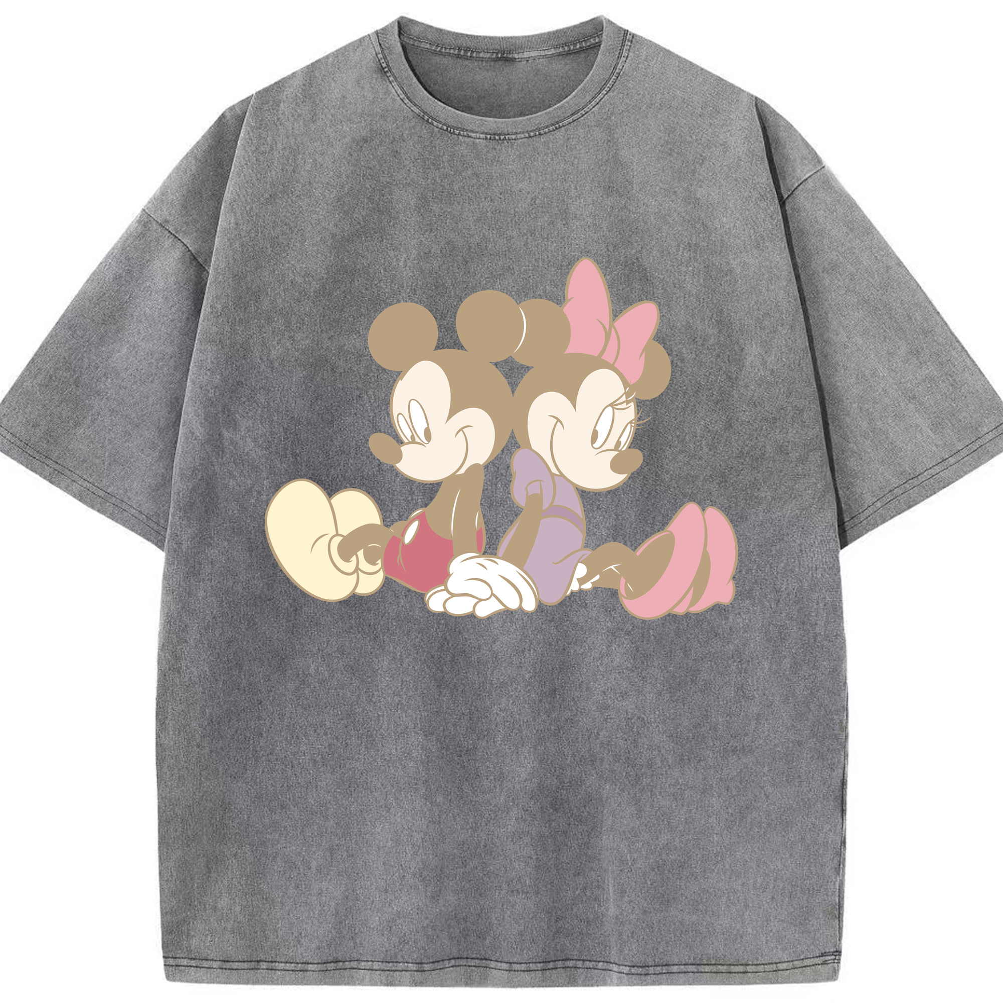 （画像用） ミッキーマウス Mickey Mouse 綿100% ヴィンテージ風 半袖Tシャツ（フロントプリント）