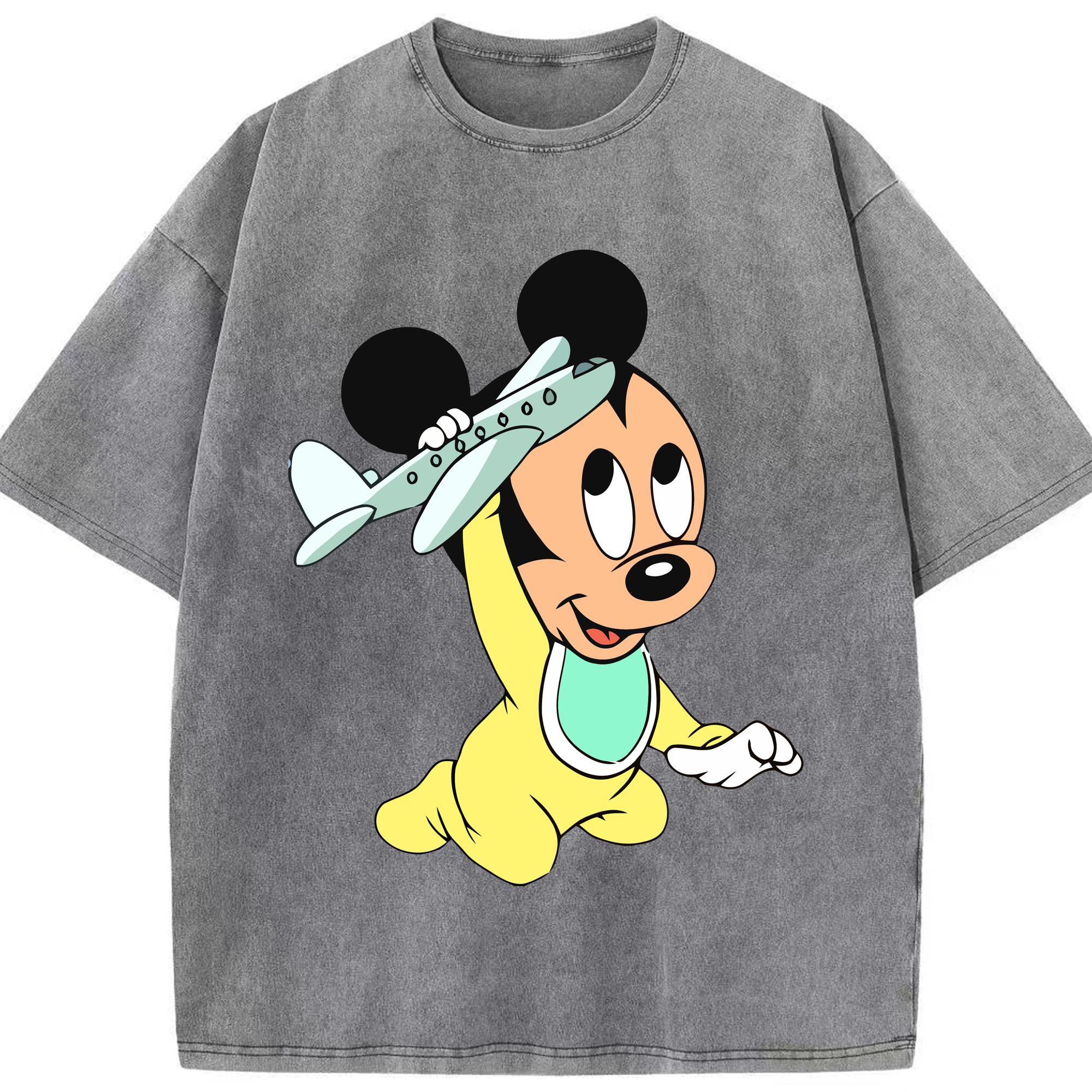 （画像用） ミッキーマウス Mickey Mouse 綿100% ヴィンテージ風 半袖Tシャツ（フロントプリント）