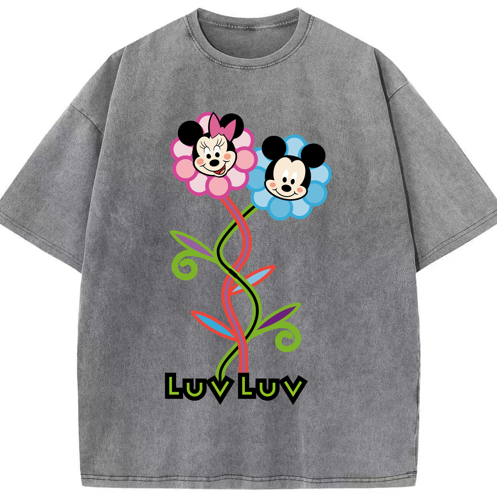 （画像用） ミッキーマウス Mickey Mouse 綿100% ヴィンテージ風 半袖Tシャツ（フロントプリント）