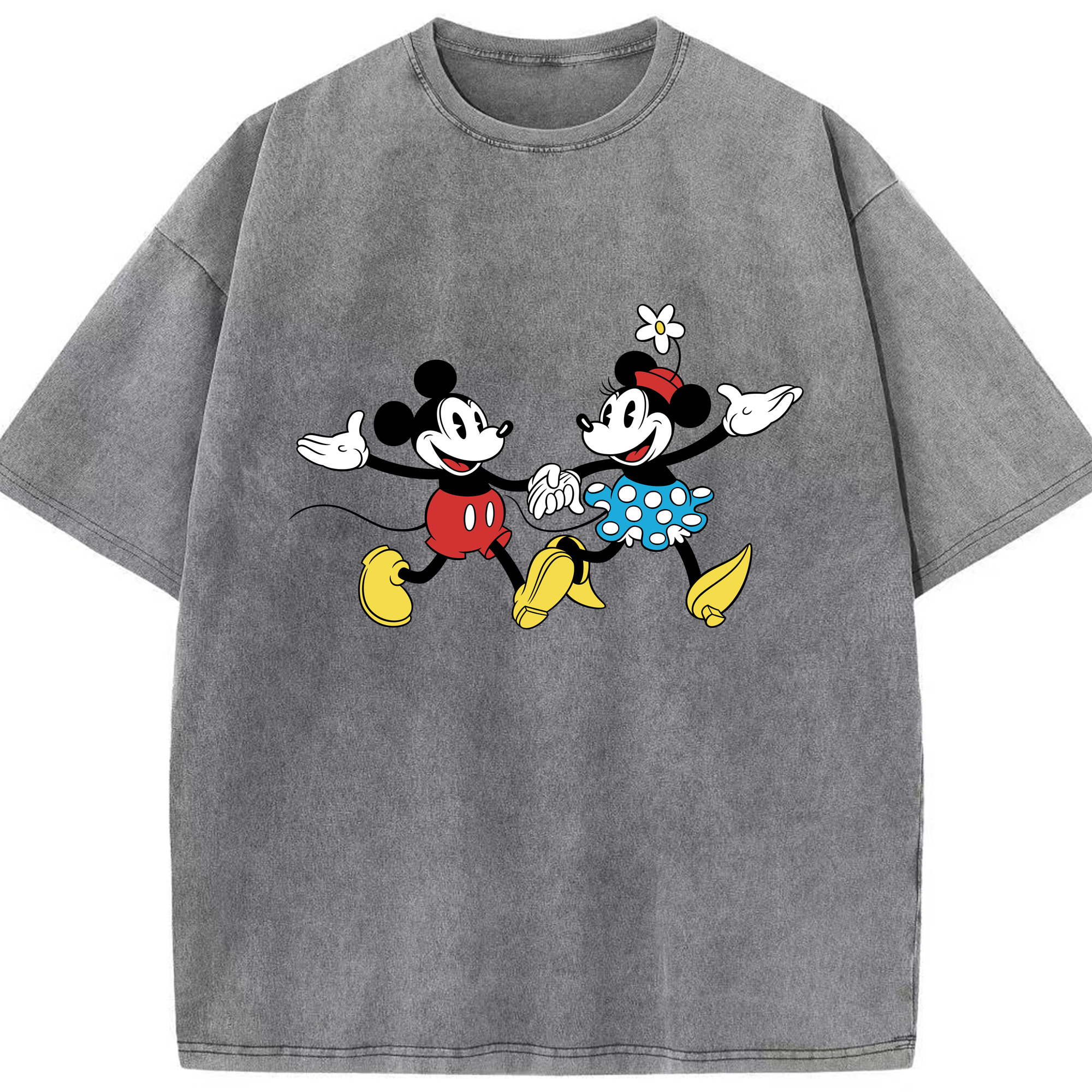 （画像用） ミッキーマウス Mickey Mouse 綿100% ヴィンテージ風 半袖Tシャツ（フロントプリント）