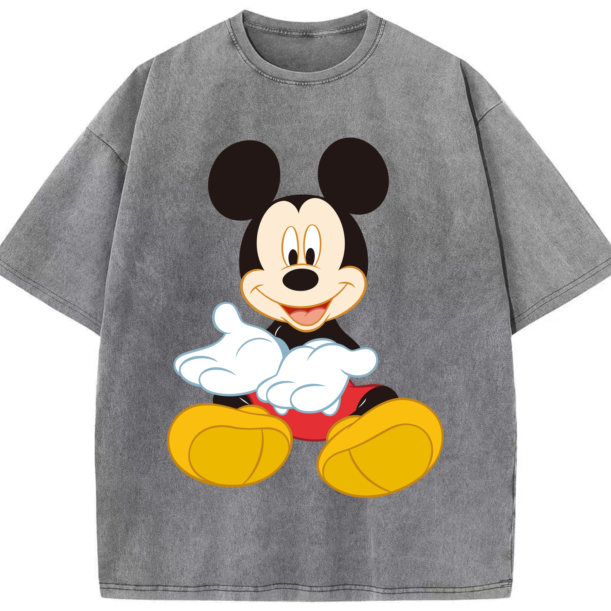 （画像用） ミッキーマウス Mickey Mouse 綿100% ヴィンテージ風 半袖Tシャツ（フロントプリント）