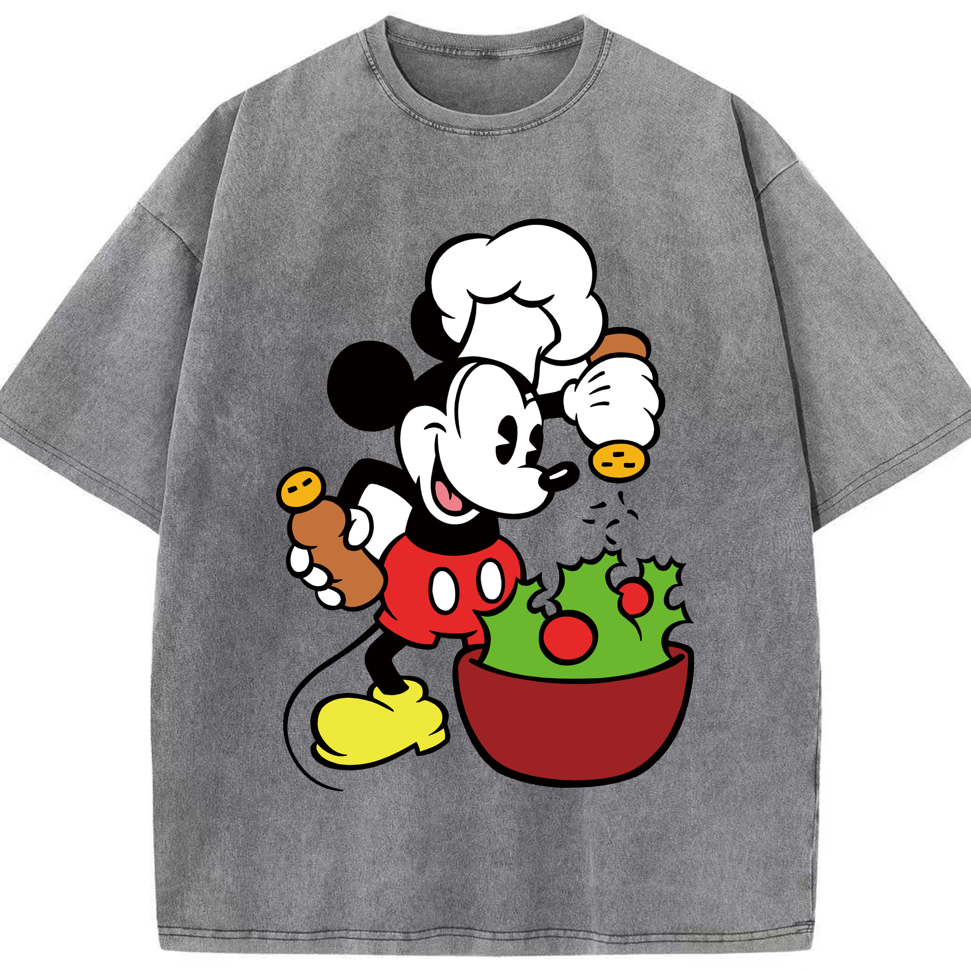 （画像用） ミッキーマウス Mickey Mouse 綿100% ヴィンテージ風 半袖Tシャツ（フロントプリント）