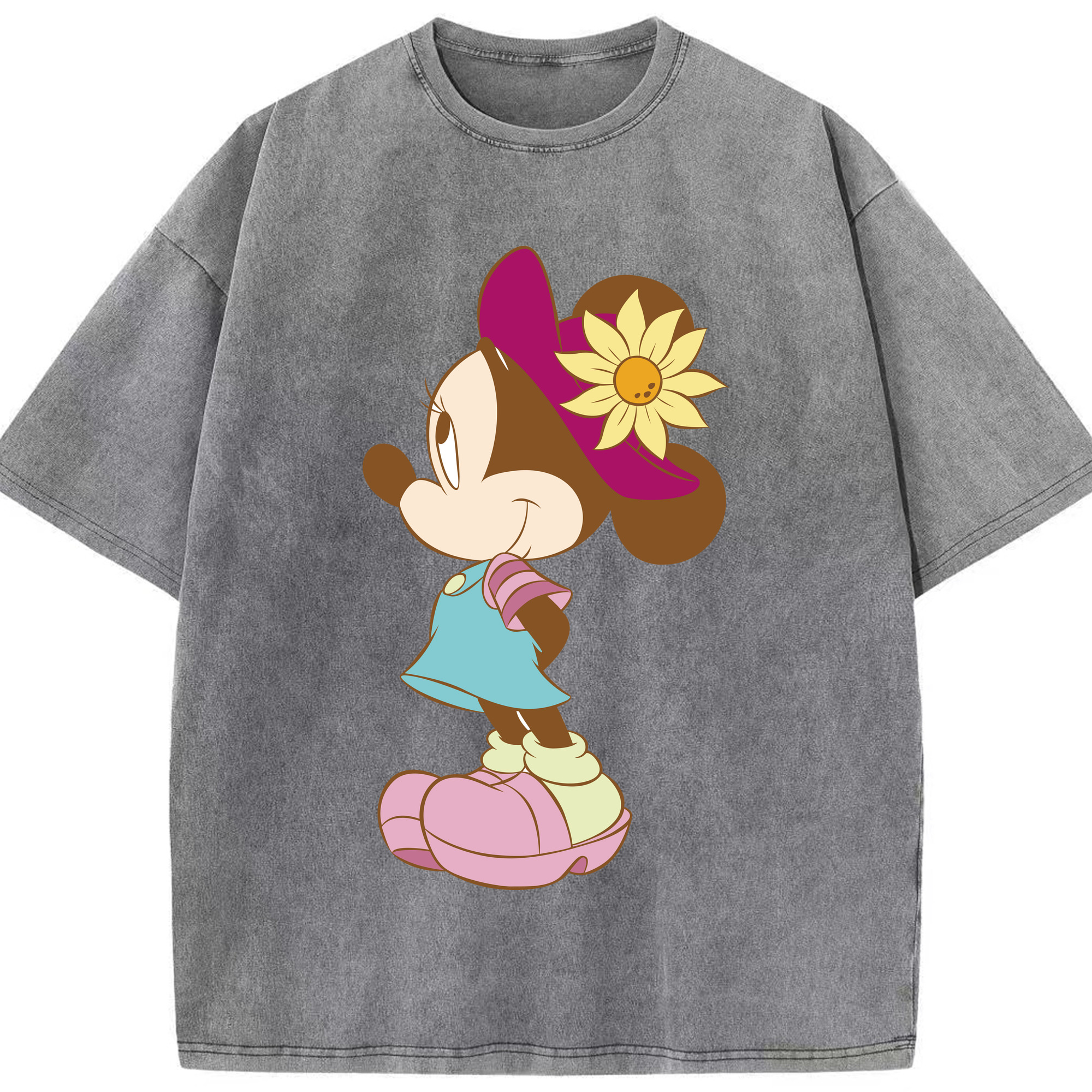 （画像用） ミッキーマウス Mickey Mouse 綿100% ヴィンテージ風 半袖Tシャツ（フロントプリント）