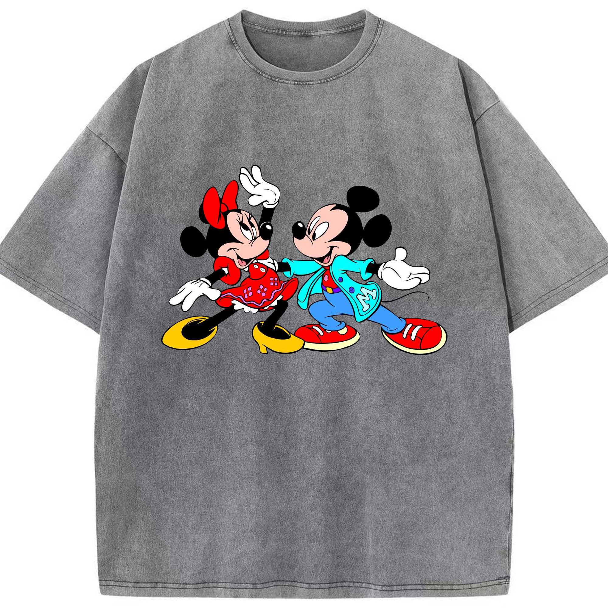 （画像用） ミッキーマウス Mickey Mouse 綿100% ヴィンテージ風 半袖Tシャツ（フロントプリント）