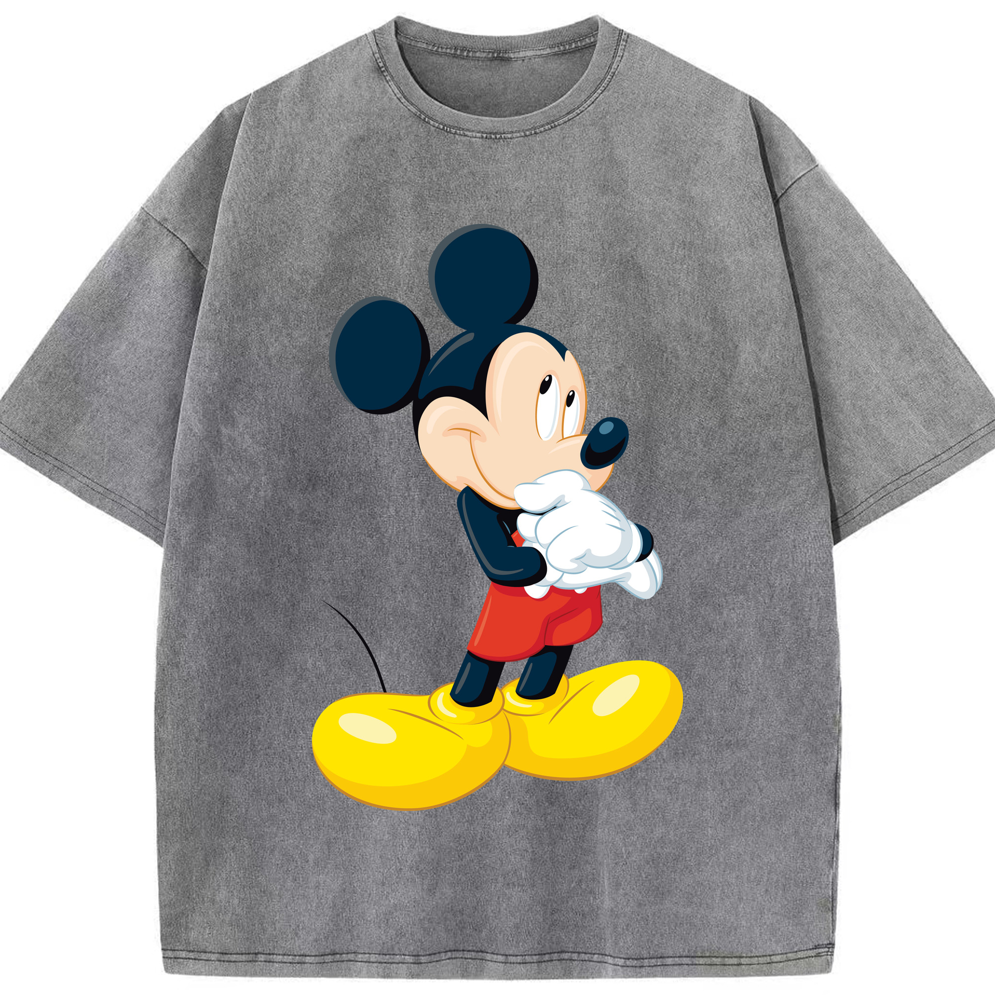 （画像用） ミッキーマウス Mickey Mouse 綿100% ヴィンテージ風 半袖Tシャツ（フロントプリント）