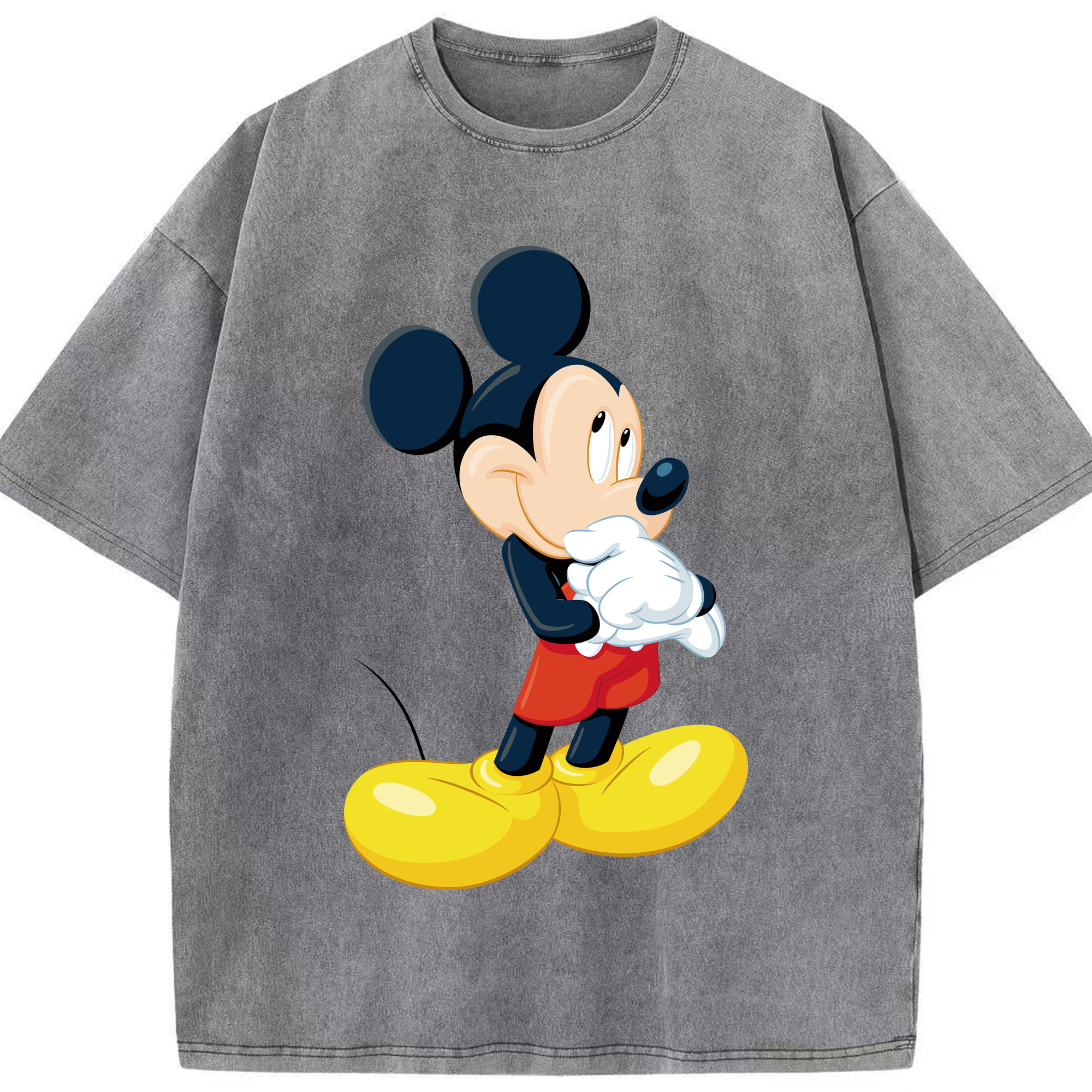（画像用） ミッキーマウス Mickey Mouse 綿100% ヴィンテージ風 半袖Tシャツ（フロントプリント）