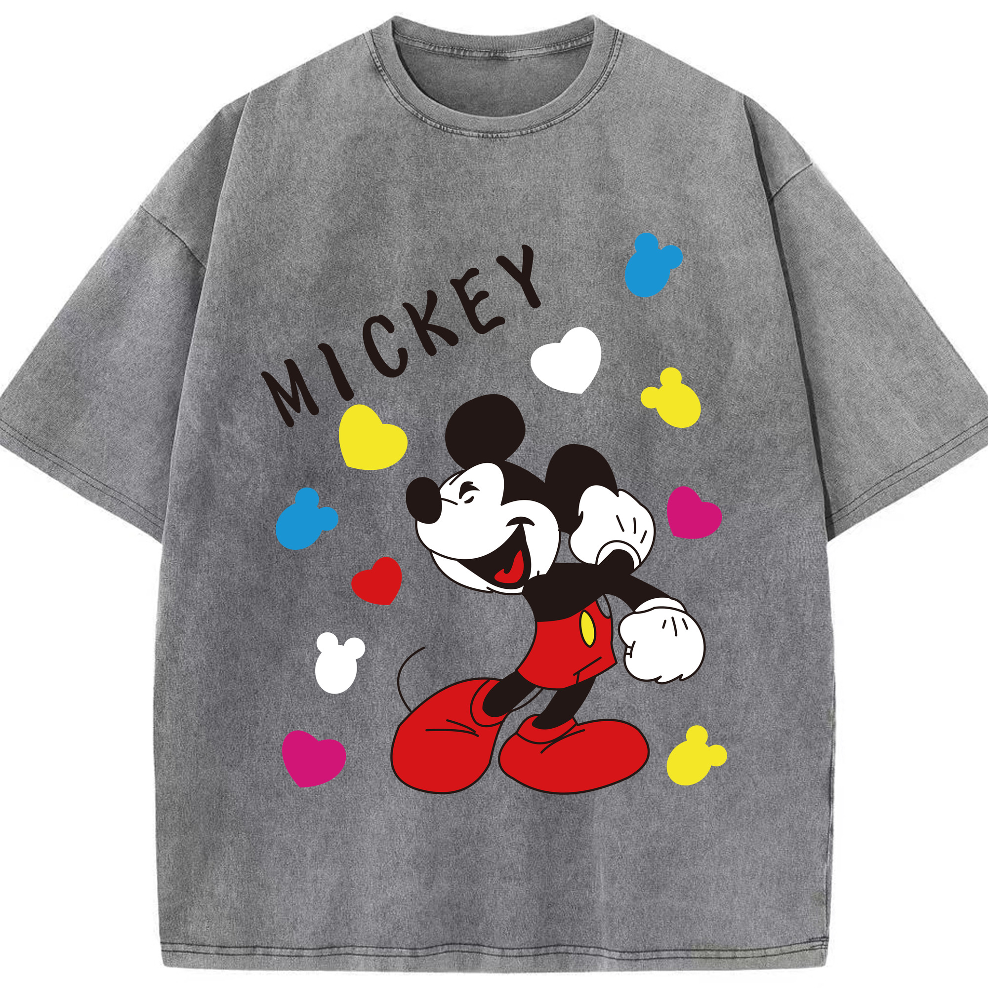 （画像用） ミッキーマウス Mickey Mouse 綿100% ヴィンテージ風 半袖Tシャツ（フロントプリント）