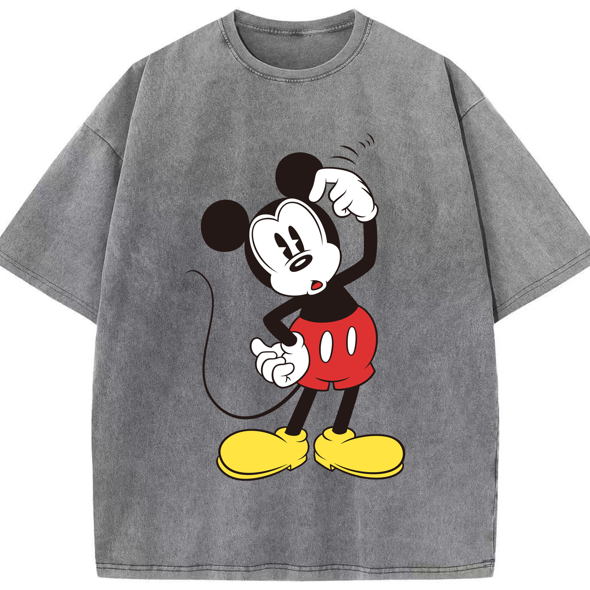 （画像用） ミッキーマウス Mickey Mouse 綿100% ヴィンテージ風 半袖Tシャツ（フロントプリント）