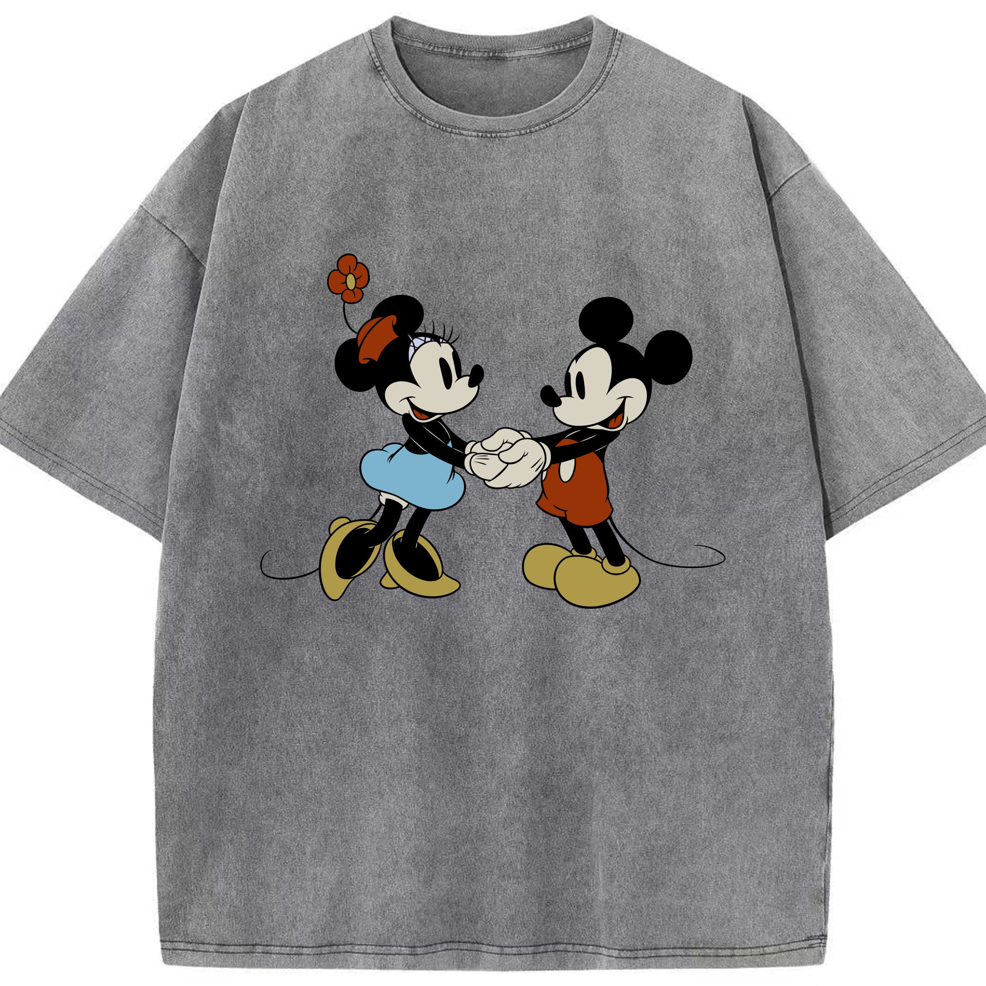 （画像用） ミッキーマウス Mickey Mouse 綿100% ヴィンテージ風 半袖Tシャツ（フロントプリント）