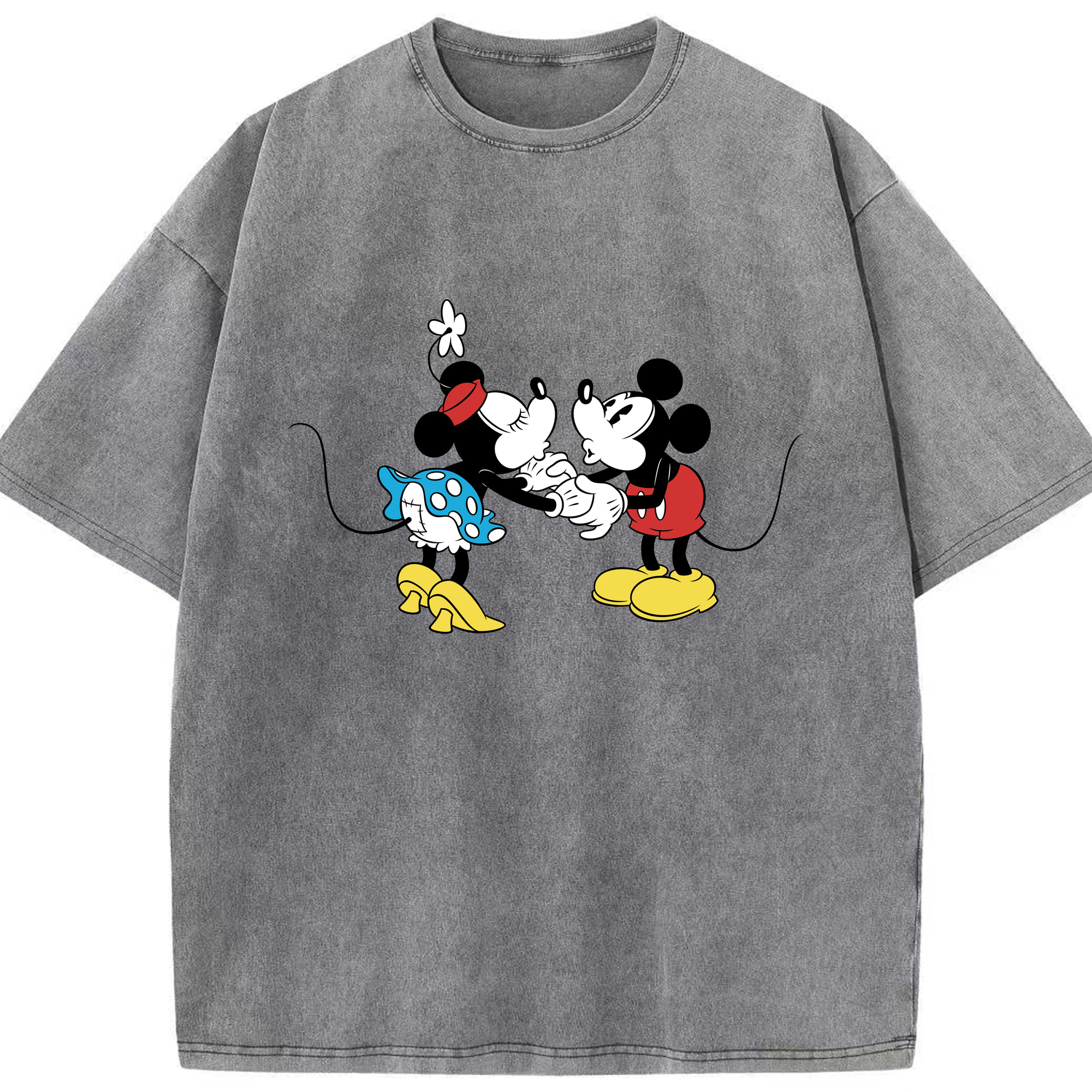 （画像用） ミッキーマウス Mickey Mouse 綿100% ヴィンテージ風 半袖Tシャツ（フロントプリント）