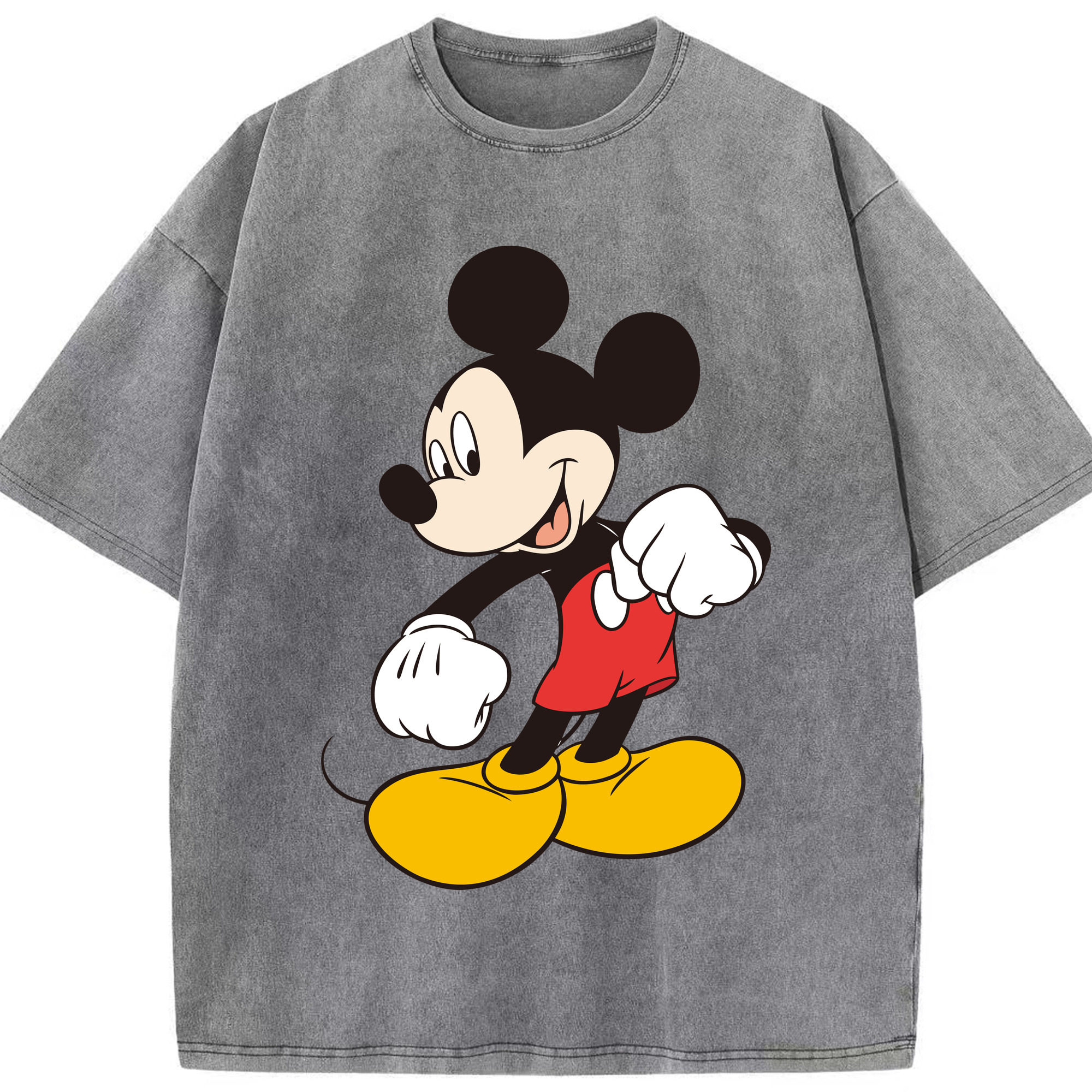 （画像用） ミッキーマウス Mickey Mouse 綿100% ヴィンテージ風 半袖Tシャツ（フロントプリント）
