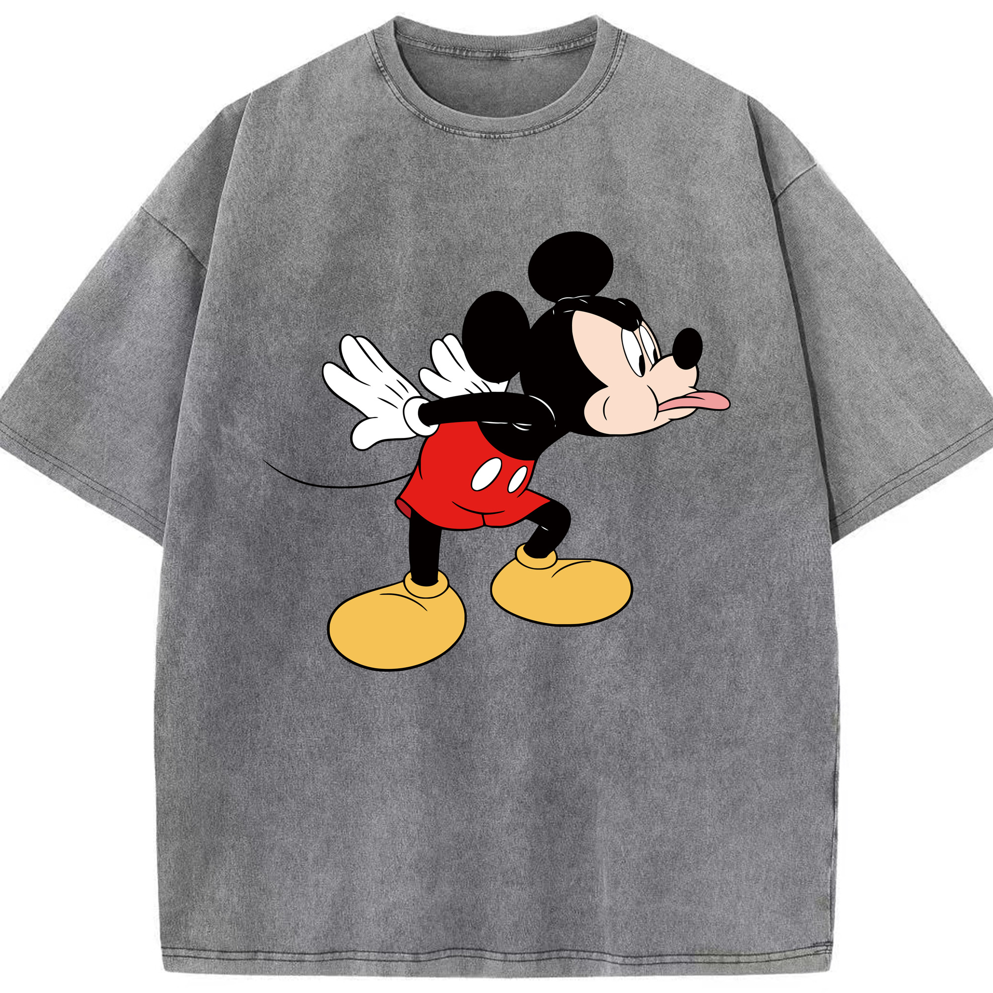 （画像用） ミッキーマウス Mickey Mouse 綿100% ヴィンテージ風 半袖Tシャツ（フロントプリント）