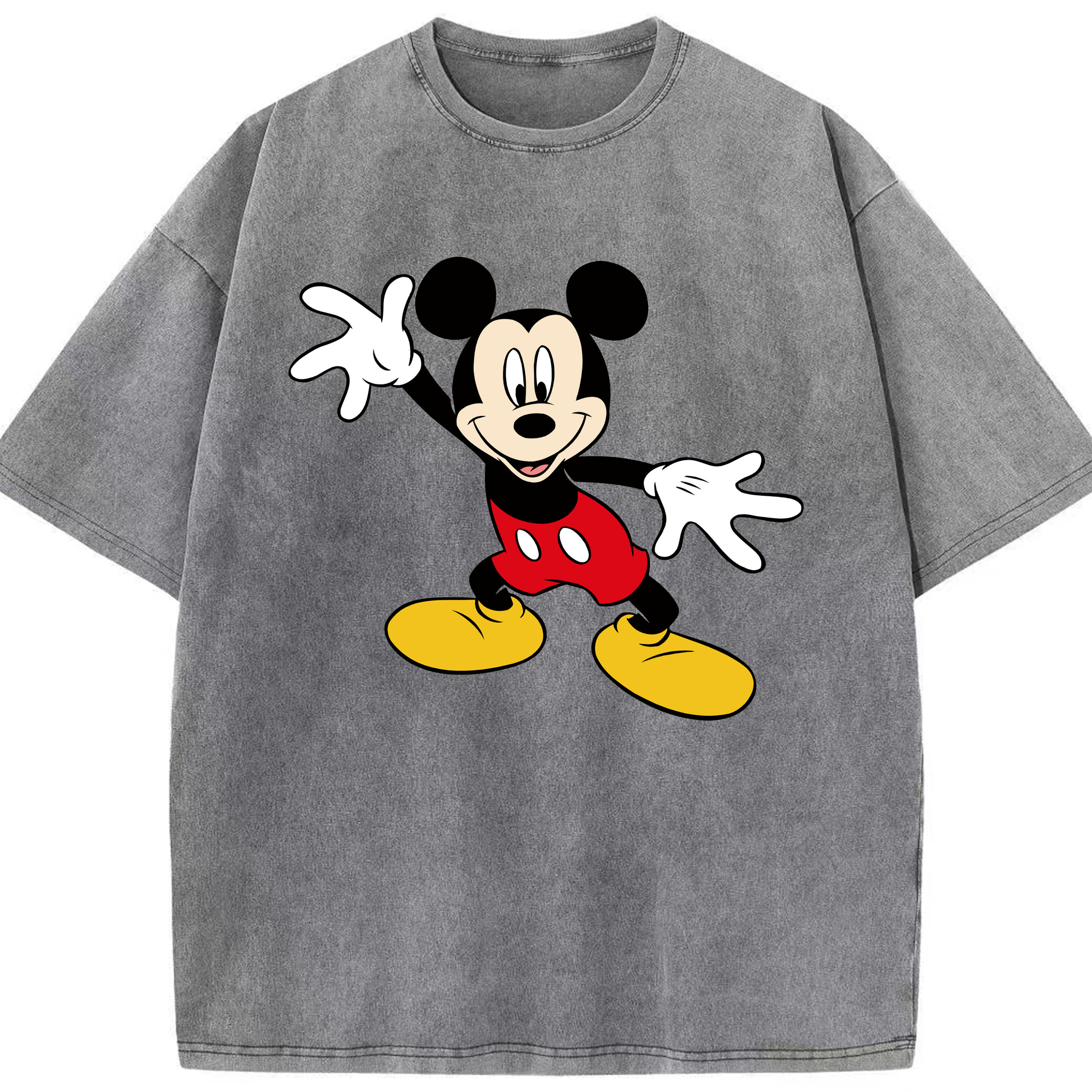 （画像用） ミッキーマウス Mickey Mouse 綿100% ヴィンテージ風 半袖Tシャツ（フロントプリント）