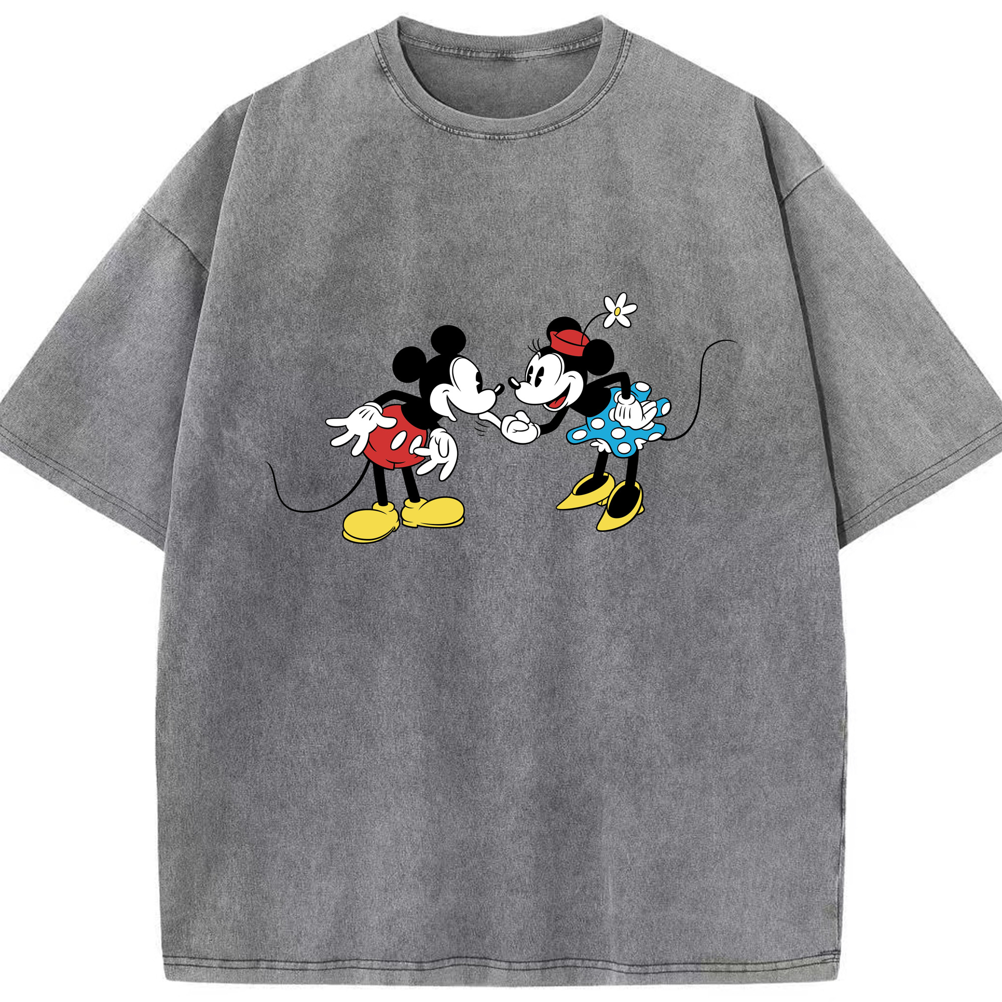 （画像用） ミッキーマウス Mickey Mouse 綿100% ヴィンテージ風 半袖Tシャツ（フロントプリント）