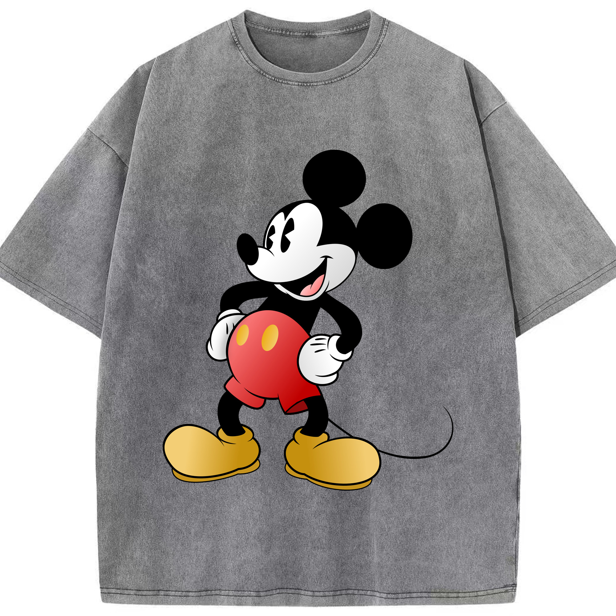 （画像用） ミッキーマウス Mickey Mouse 綿100% ヴィンテージ風 半袖Tシャツ（フロントプリント）