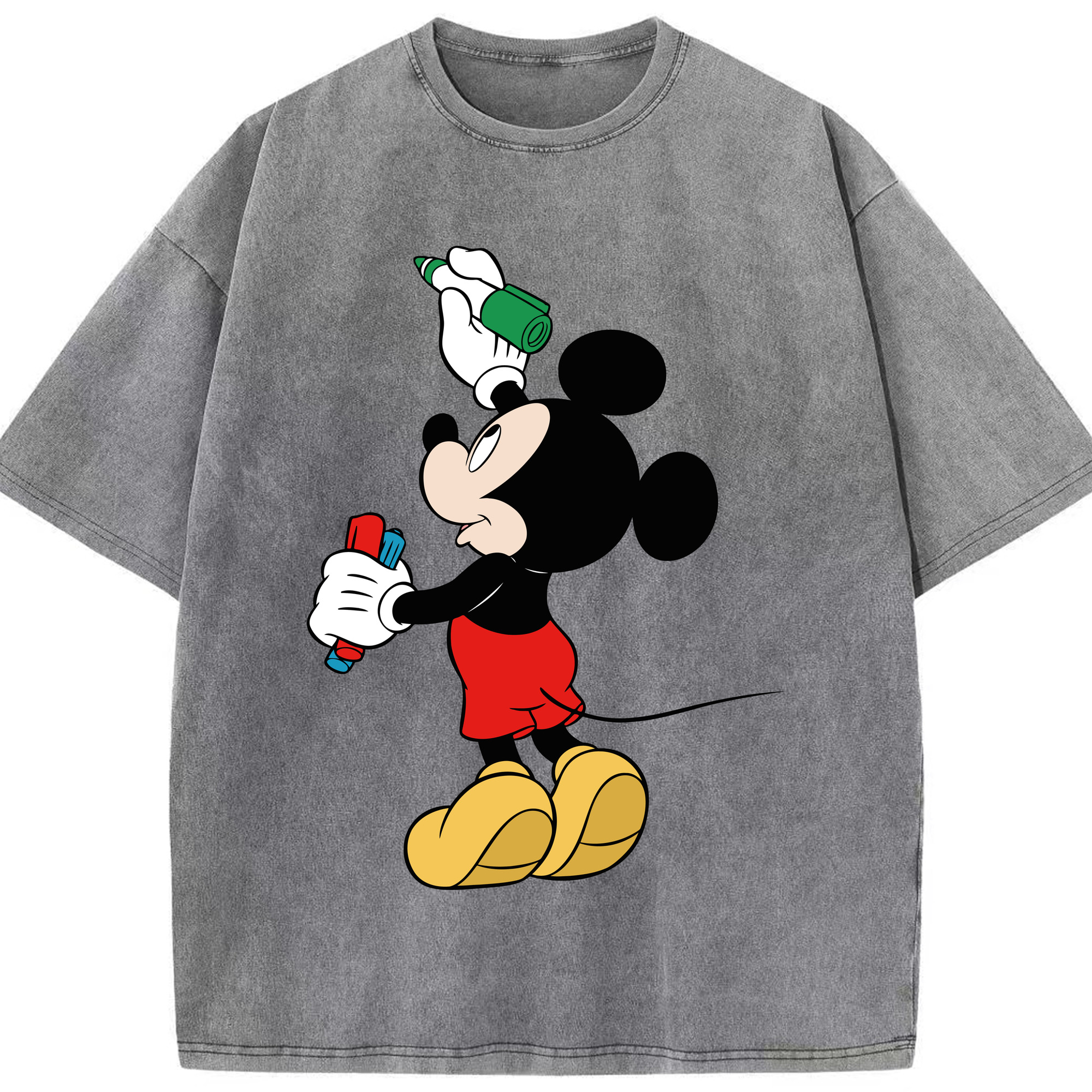 （画像用） ミッキーマウス Mickey Mouse 綿100% ヴィンテージ風 半袖Tシャツ（フロントプリント）