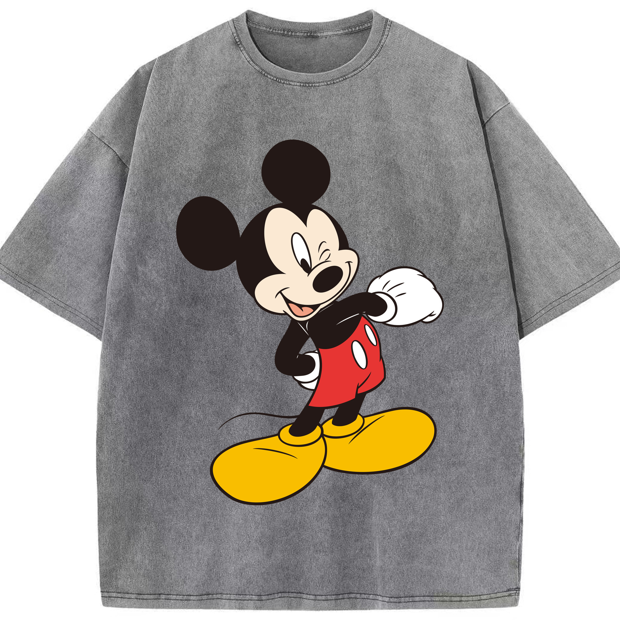 （画像用） ミッキーマウス Mickey Mouse 綿100% ヴィンテージ風 半袖Tシャツ（フロントプリント）