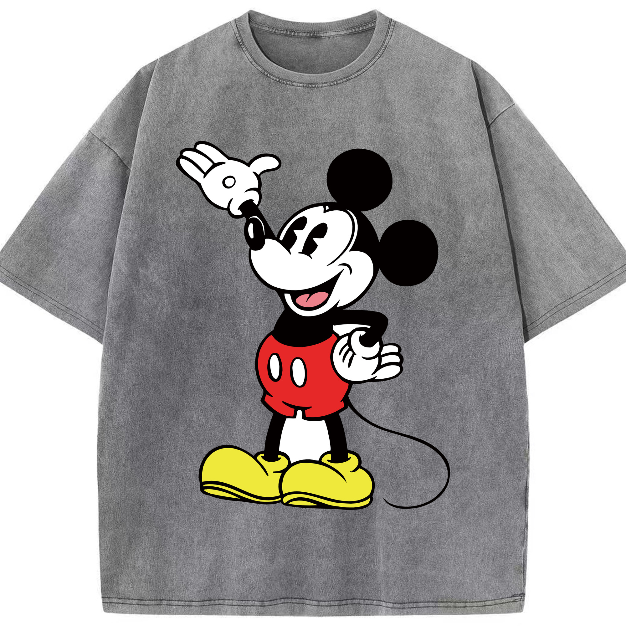 （画像用） ミッキーマウス Mickey Mouse 綿100% ヴィンテージ風 半袖Tシャツ（フロントプリント）