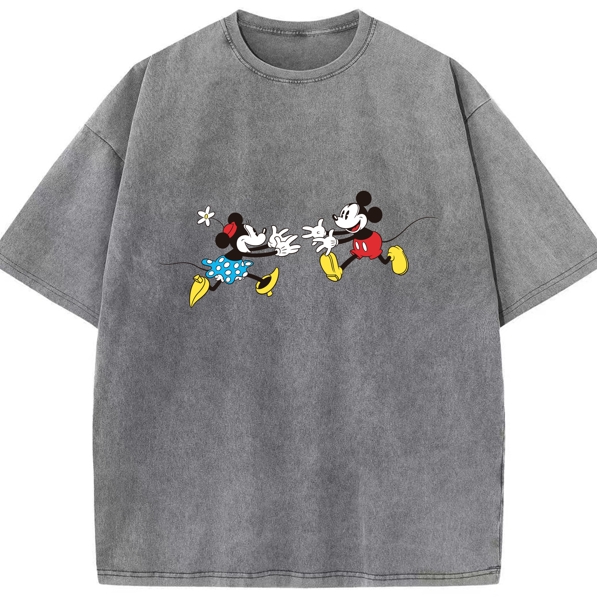 （画像用） ミッキーマウス Mickey Mouse 綿100% ヴィンテージ風 半袖Tシャツ（フロントプリント）