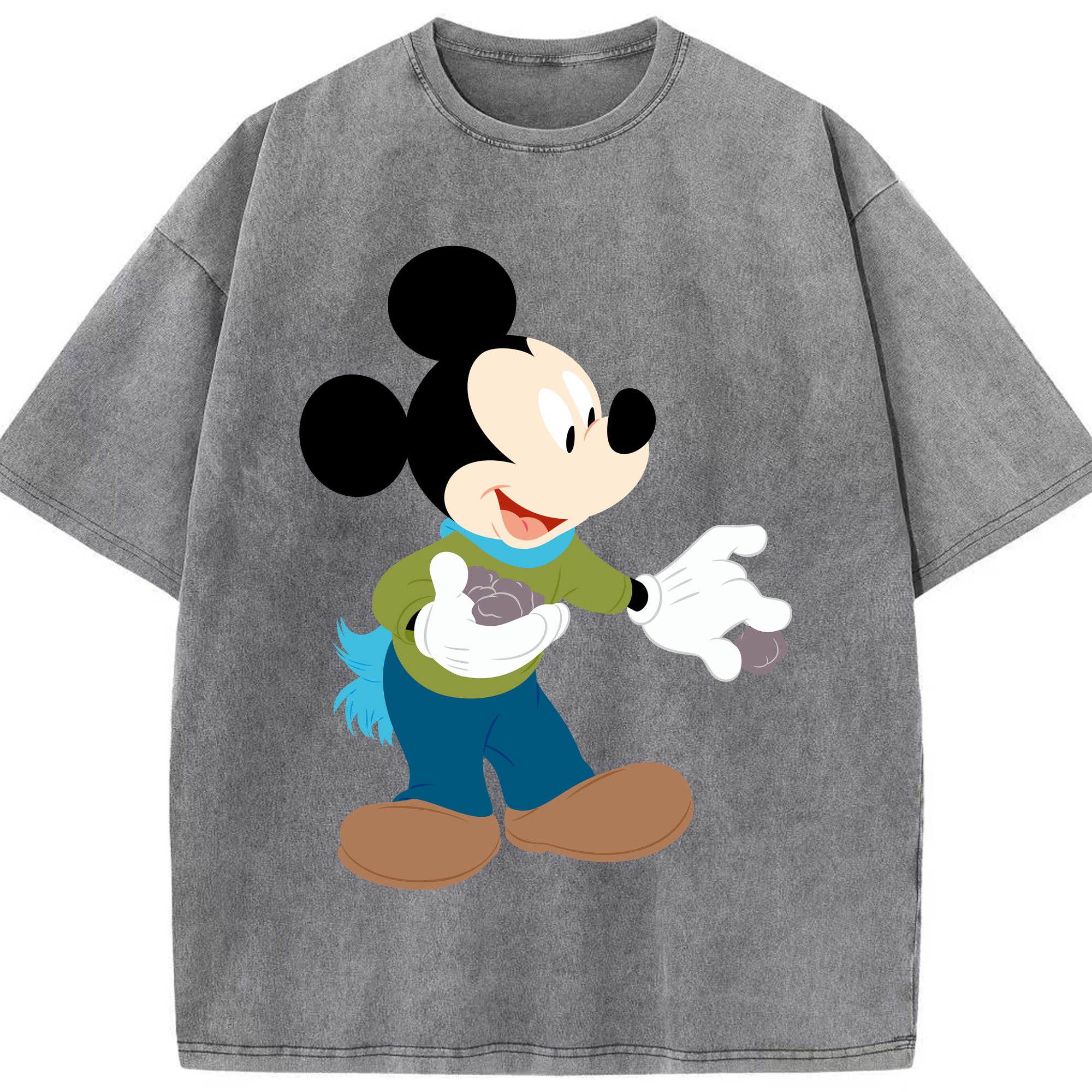 （画像用） ミッキーマウス Mickey Mouse 綿100% ヴィンテージ風 半袖Tシャツ（フロントプリント）