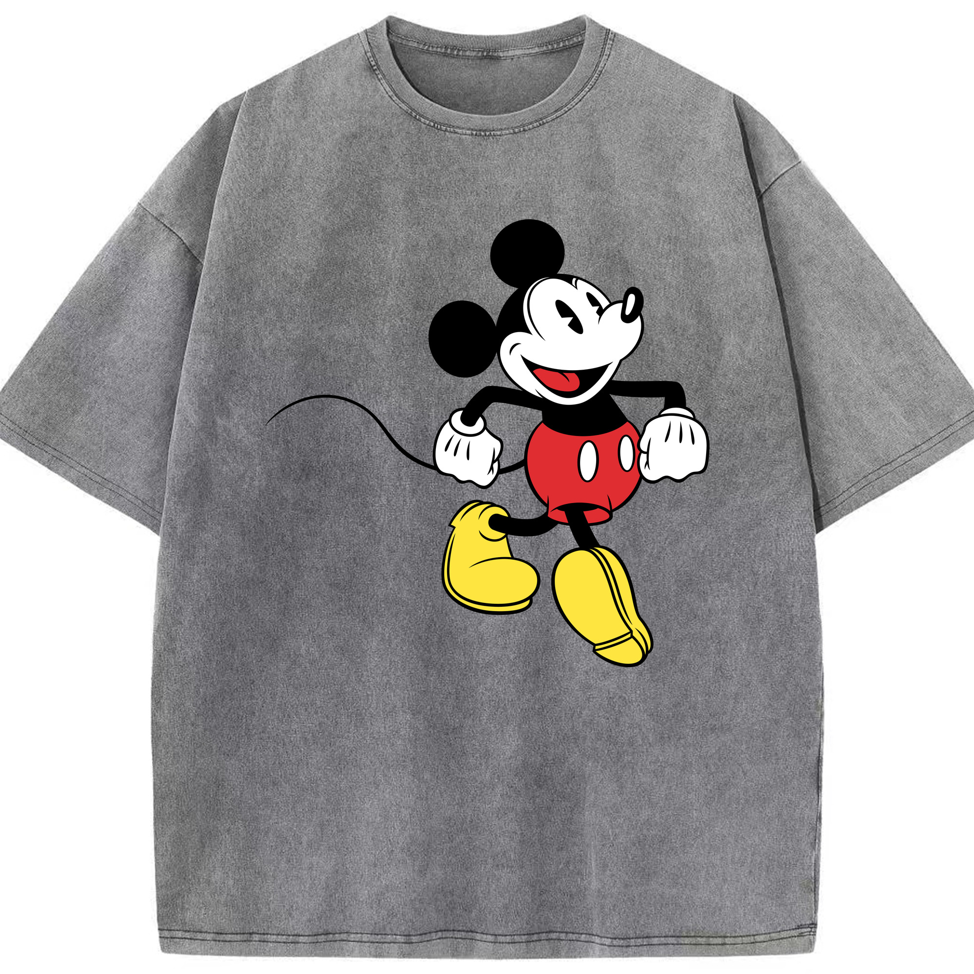 （画像用） ミッキーマウス Mickey Mouse 綿100% ヴィンテージ風 半袖Tシャツ（フロントプリント）