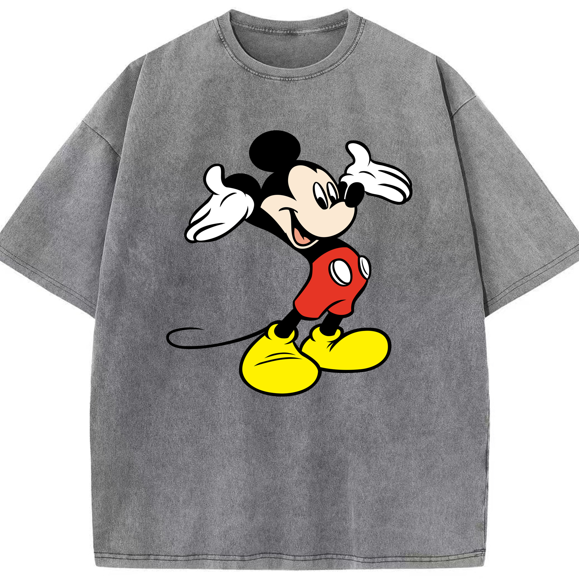 （画像用） ミッキーマウス Mickey Mouse 綿100% ヴィンテージ風 半袖Tシャツ（フロントプリント）