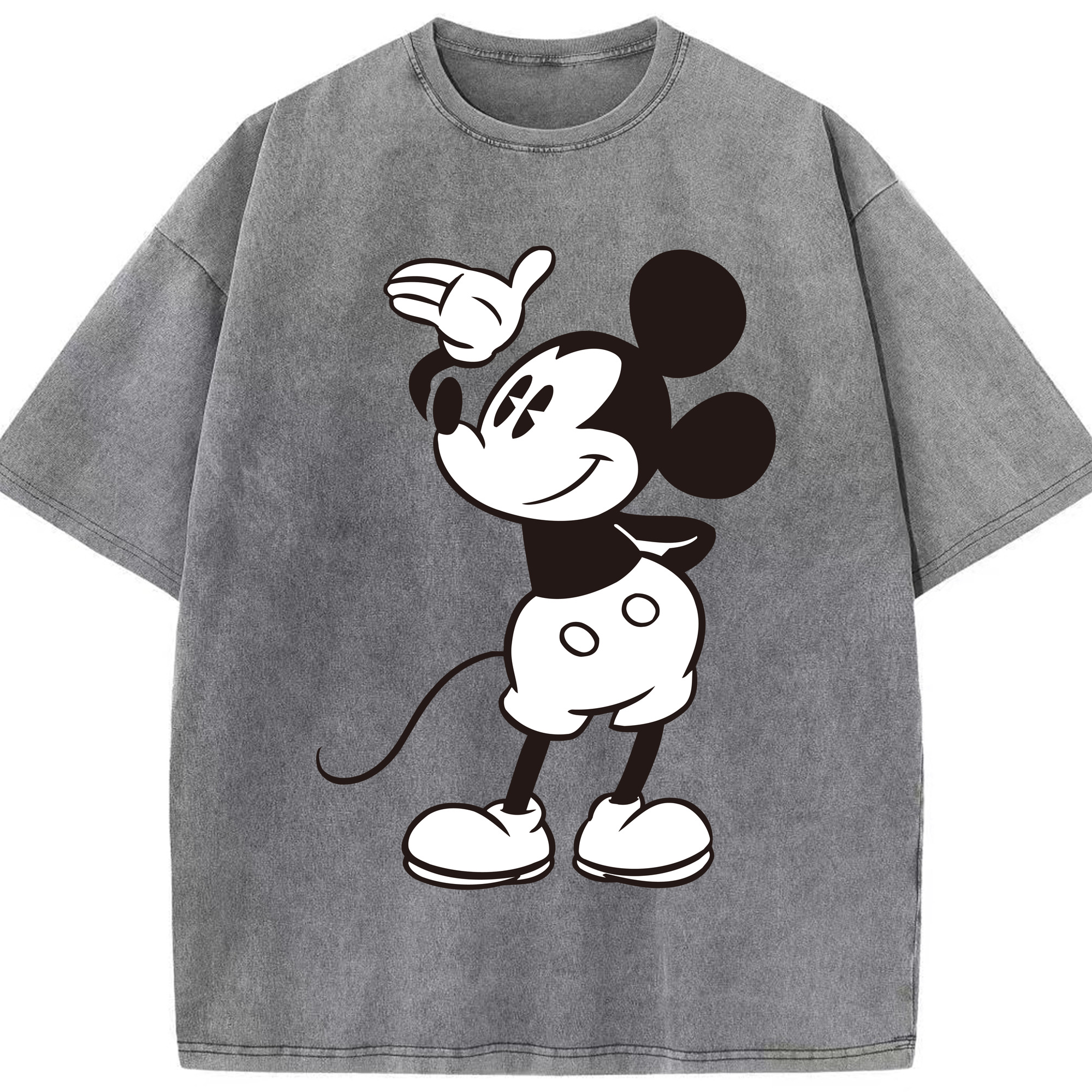 （画像用） ミッキーマウス Mickey Mouse 綿100% ヴィンテージ風 半袖Tシャツ（フロントプリント）