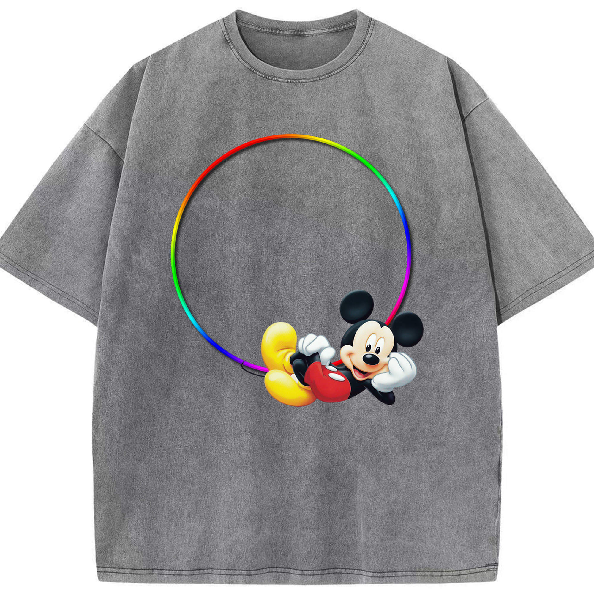 （画像用） ミッキーマウス Mickey Mouse 綿100% ヴィンテージ風 半袖Tシャツ（フロントプリント）