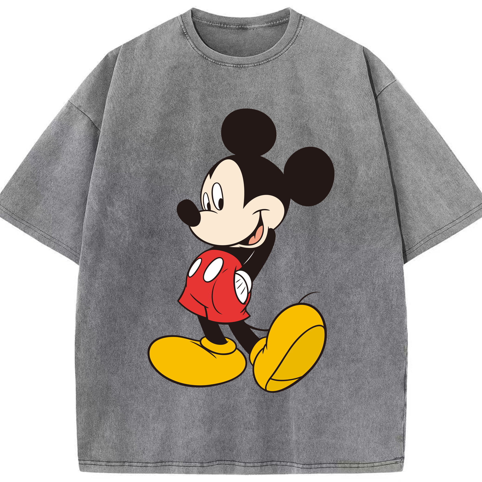 （画像用） ミッキーマウス Mickey Mouse 綿100% ヴィンテージ風 半袖Tシャツ（フロントプリント）