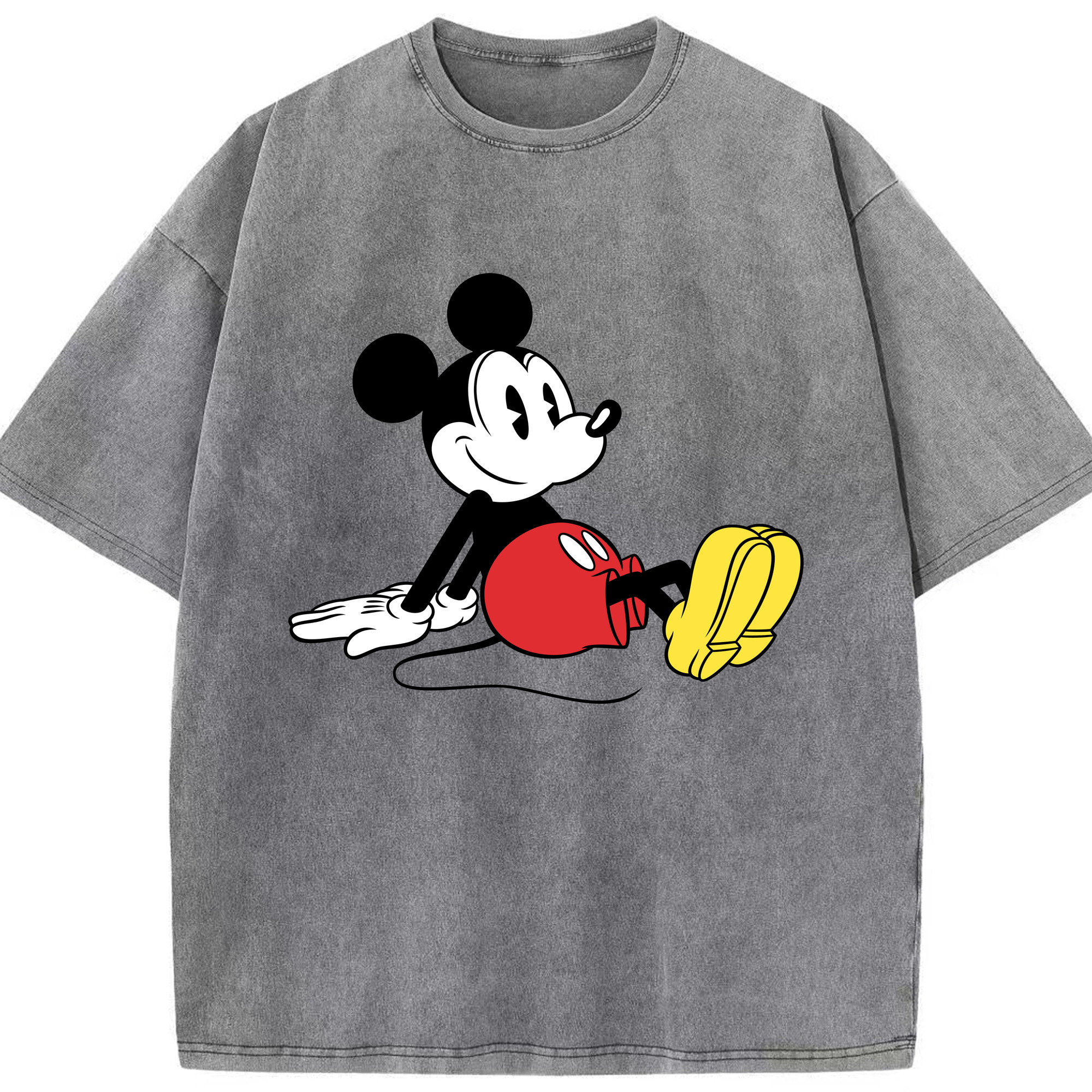 （画像用） ミッキーマウス Mickey Mouse 綿100% ヴィンテージ風 半袖Tシャツ（フロントプリント）