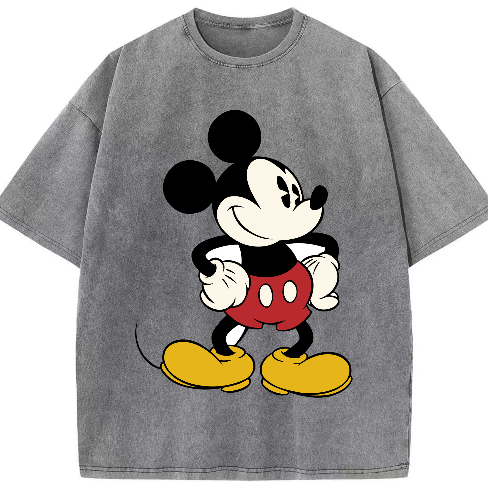 （画像用） ミッキーマウス Mickey Mouse 綿100% ヴィンテージ風 半袖Tシャツ（フロントプリント）