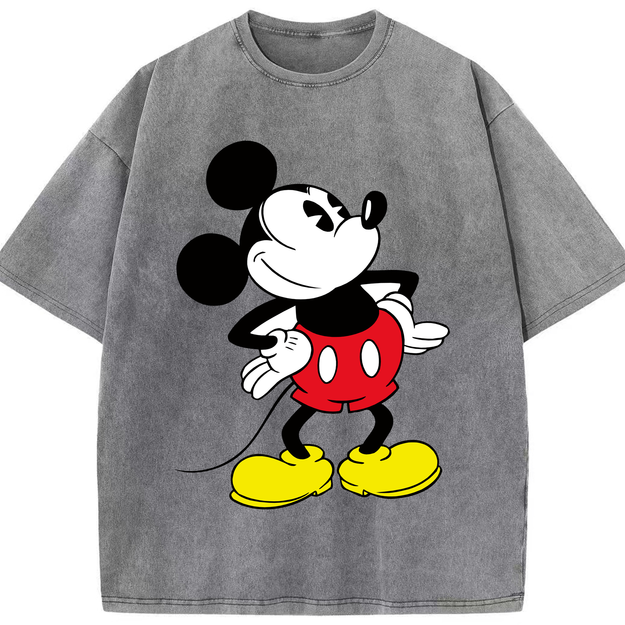 （画像用） ミッキーマウス Mickey Mouse 綿100% ヴィンテージ風 半袖Tシャツ（フロントプリント）