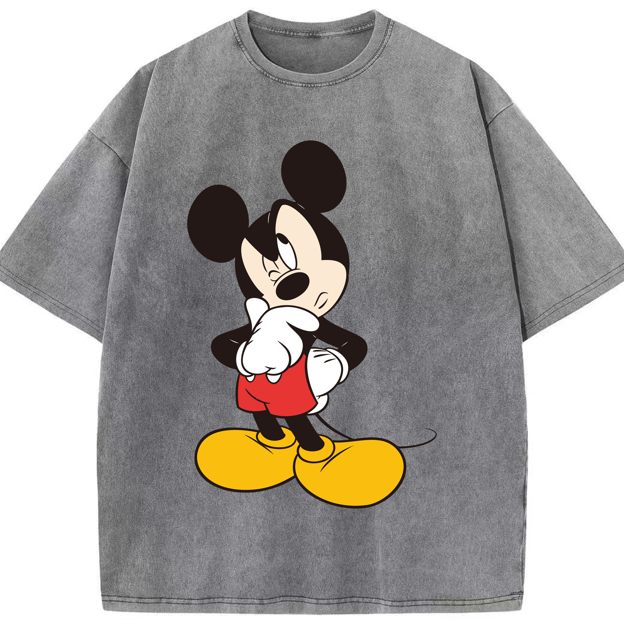 （画像用） ミッキーマウス Mickey Mouse 綿100% ヴィンテージ風 半袖Tシャツ（フロントプリント）