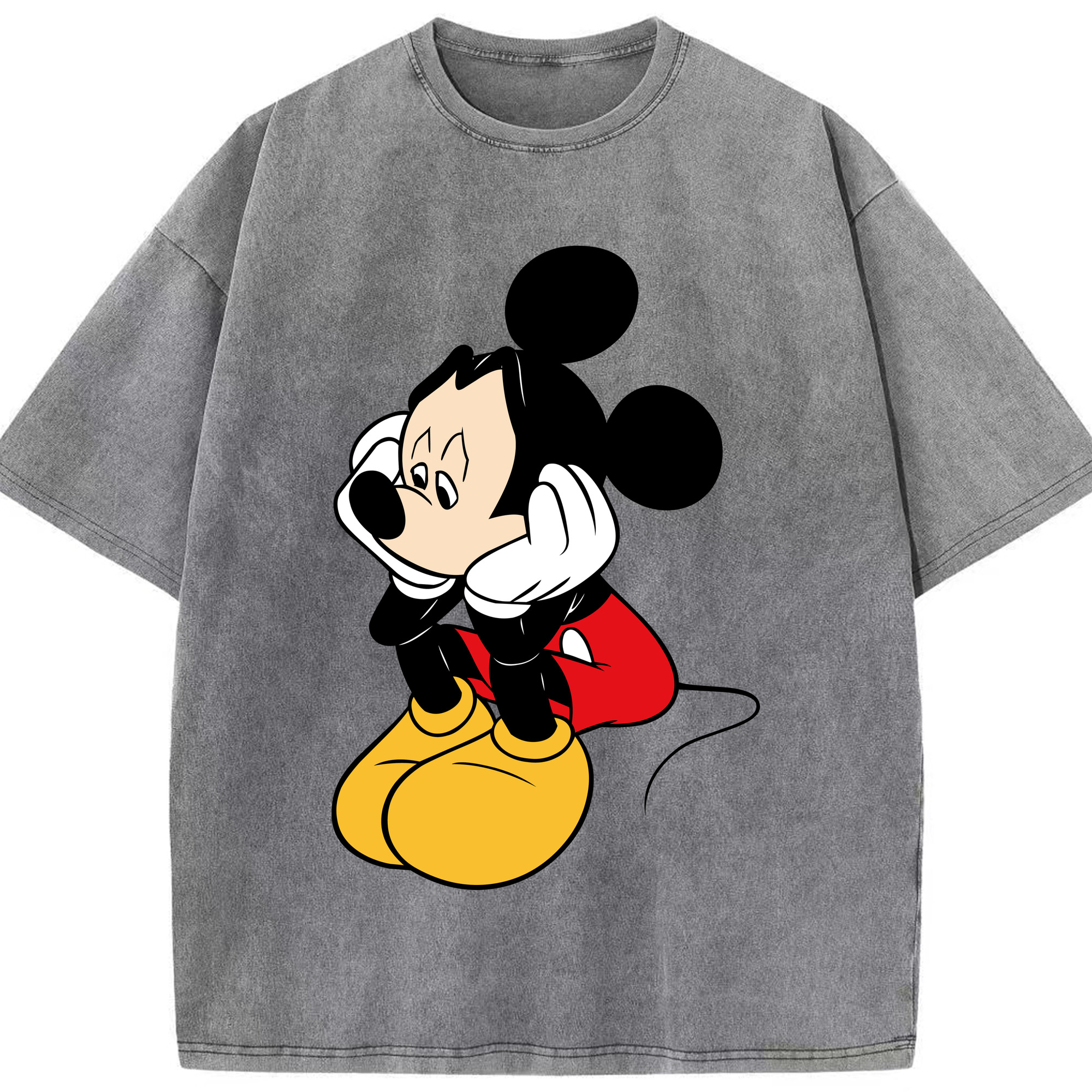 （画像用） ミッキーマウス Mickey Mouse 綿100% ヴィンテージ風 半袖Tシャツ（フロントプリント）