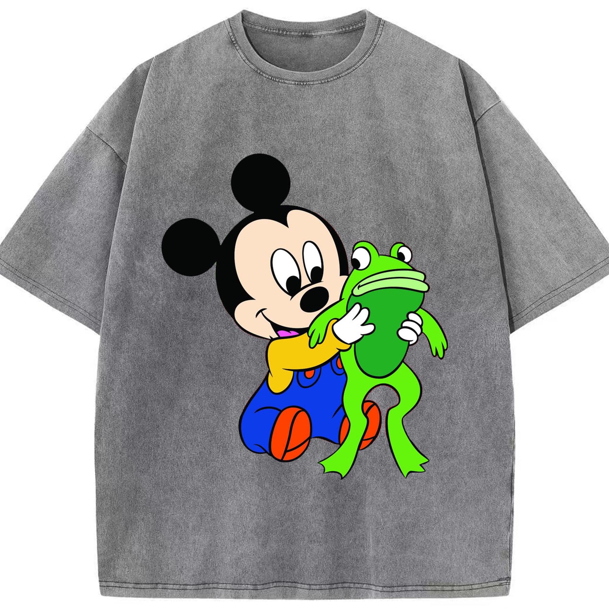 （画像用） ミッキーマウス Mickey Mouse 綿100% ヴィンテージ風 半袖Tシャツ（フロントプリント）